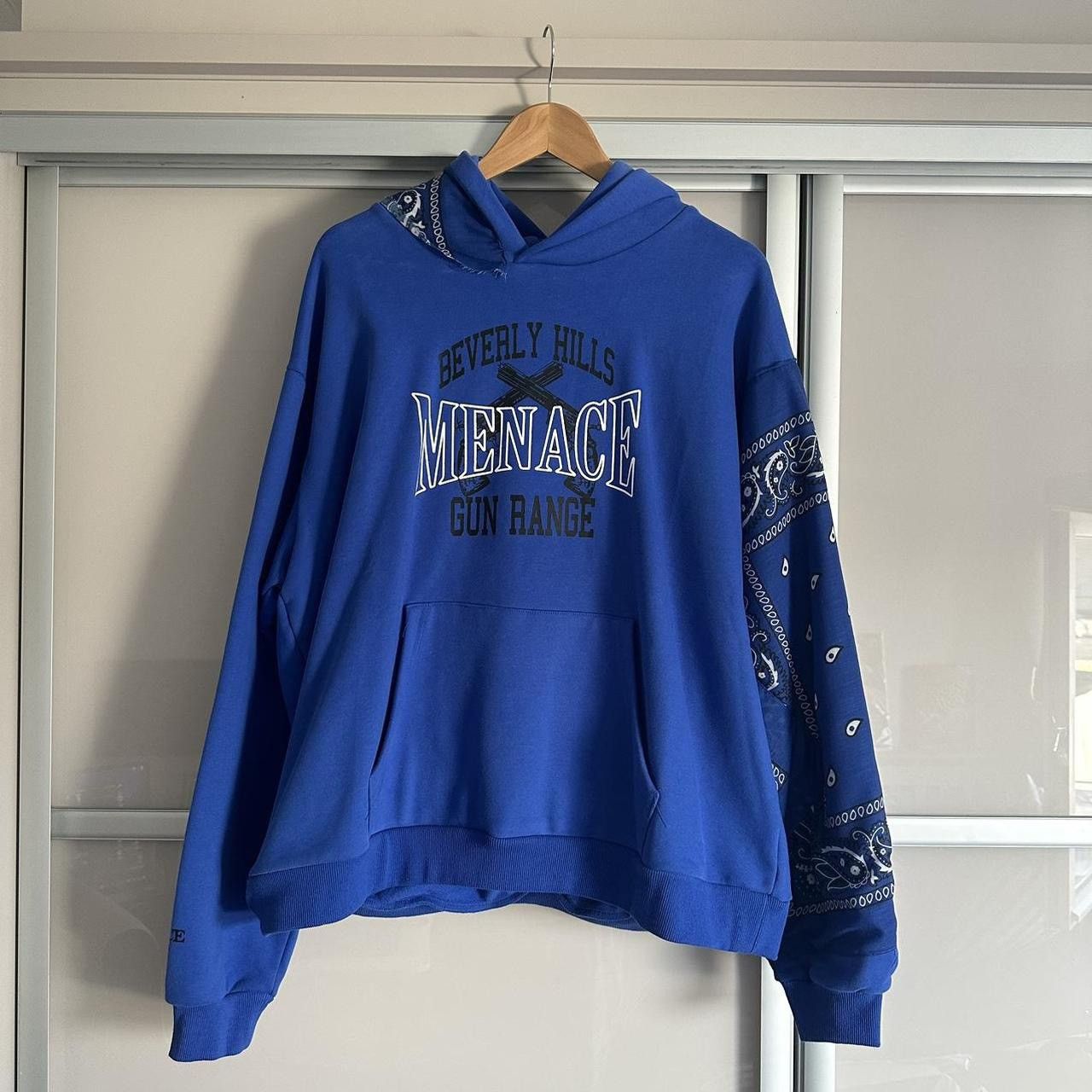 image of Menace Los Angles Bandana Gun Range Hoodie in Blue, Men's (Size Large)