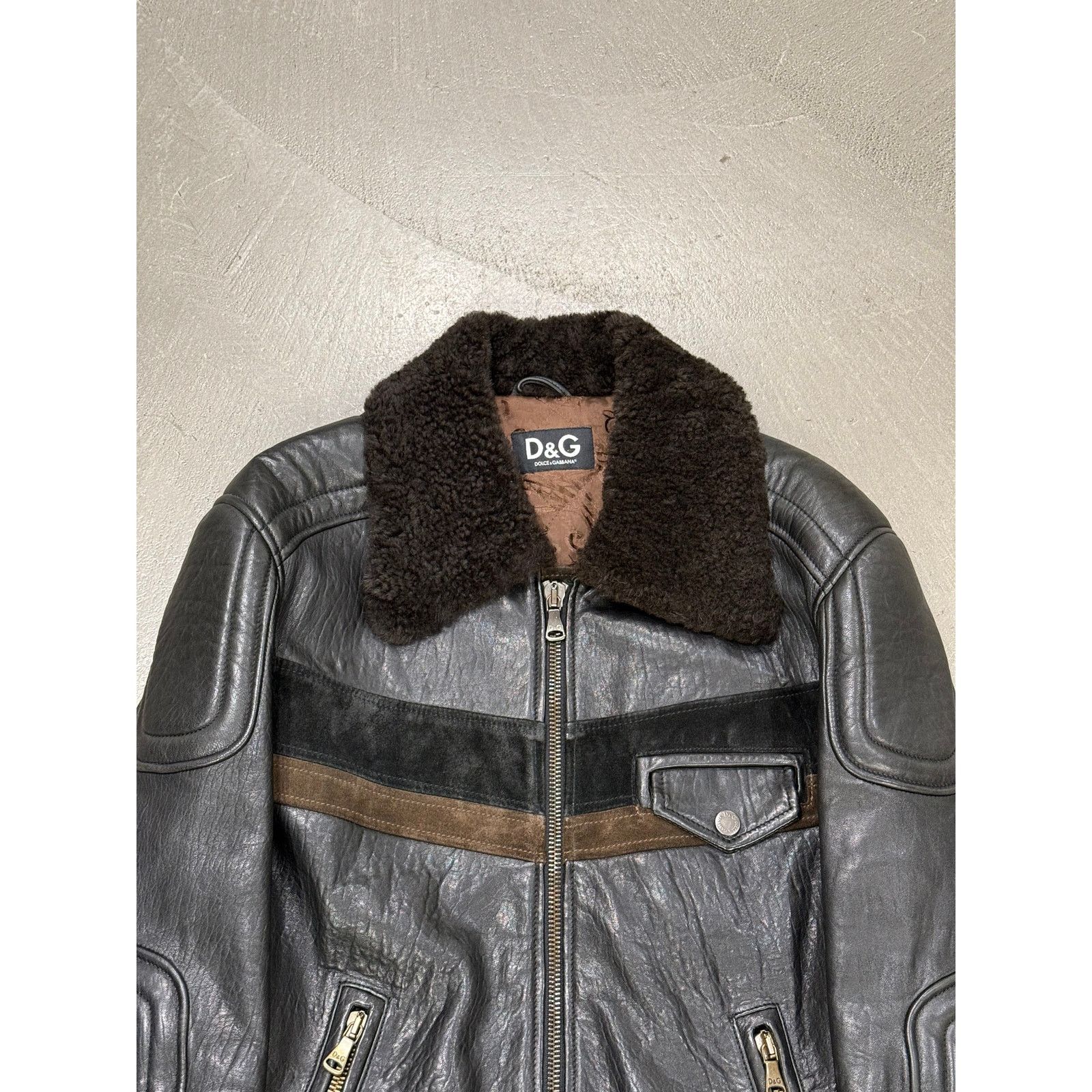 Dolce & Gabbana AW2005 Dolce & Gabbana shearling collar leather biker jacket Size US M / EU 48-50 / 2 - 2 Thumbnail