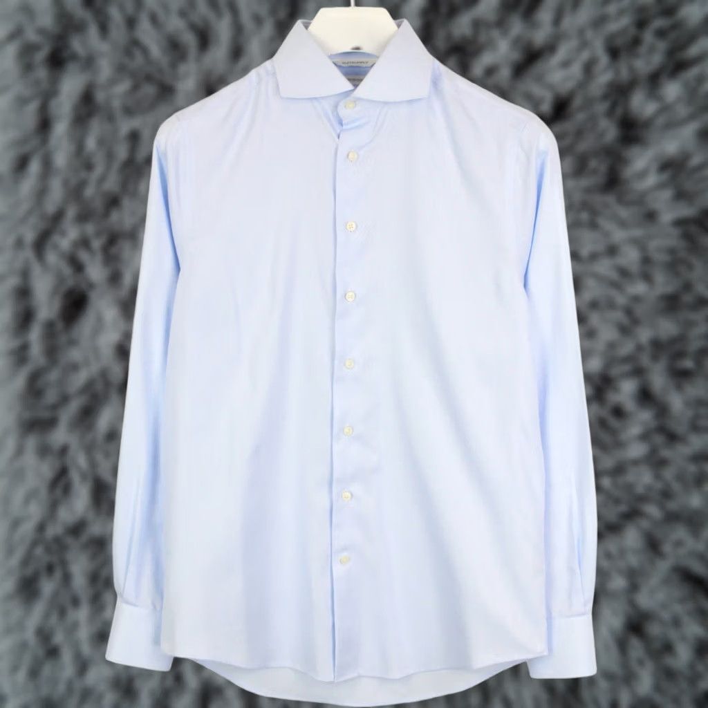 Suitsupply Suitsupply Slim Fit Formal Shirt Men's 38 / 15 Button Up Cutaway Blue Striped No Pattern Dress Shirt Button-Up Casual Everyday Mens Size 38R - 1 Thumbnail