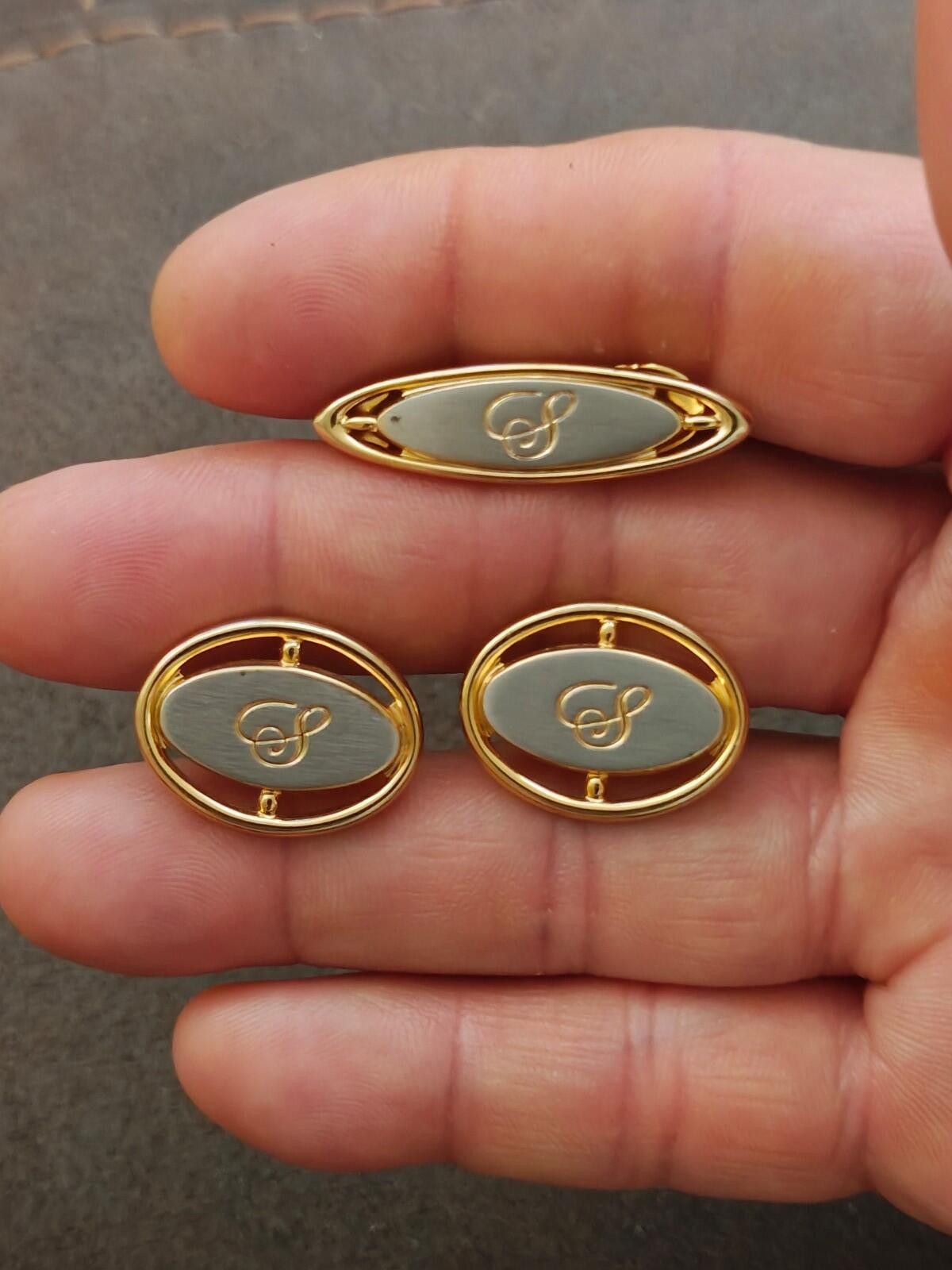 Other 50/60s Hickok USA Monogram Initial S Tie Bar Clip Cufflink Size ONE SIZE - 3 Thumbnail