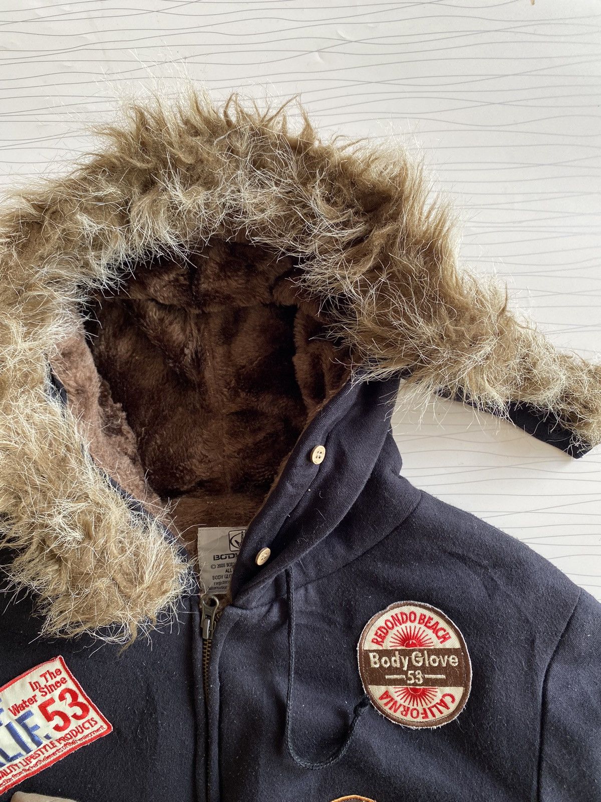 Le Grande Bleu (L.G.B.) Vintage Body Glove Zipper Hoodie Faux Fur Size US M / EU 48-50 / 2 - 23 Thumbnail