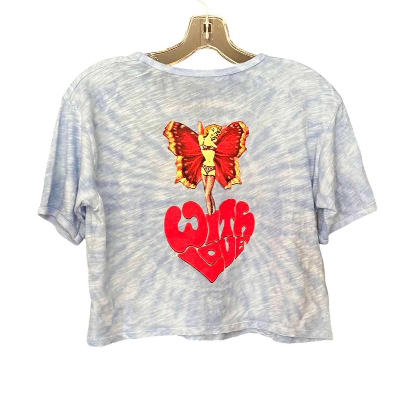 Boys Lie NWOT Boys Lie Sky Blue Bleach Tie Dye Crop T With Logo Size L / US 10 / IT 46 - 2 Thumbnail