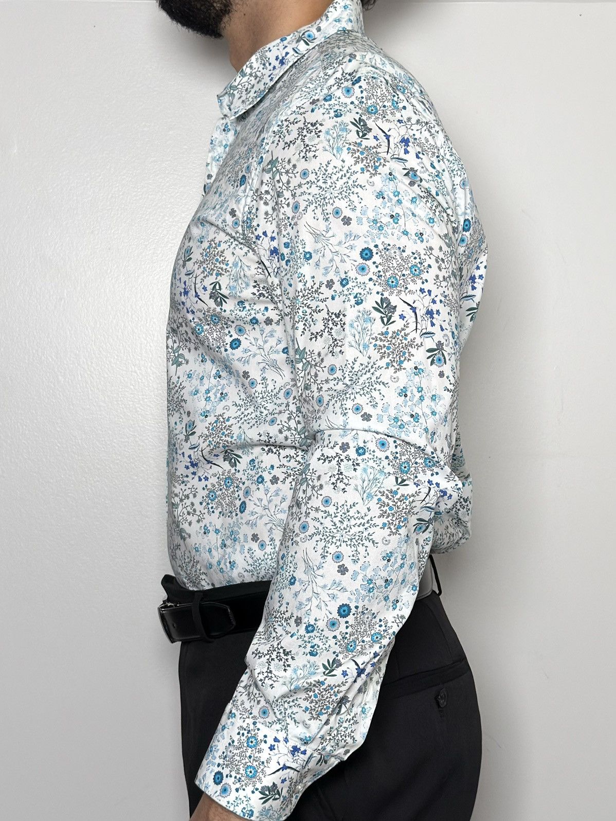 Denim & Flower Denim & Flower Ricky Singh Blue Floral Button-Down Shirt Size US M / EU 48-50 / 2 - 1 Thumbnail