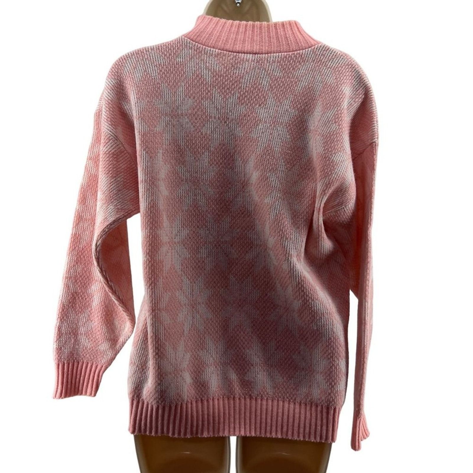 Vintage Vintage Jolie Baby Pink White Snowflake Pullover Jumper Size L / US 10 / IT 46 - 6 Thumbnail
