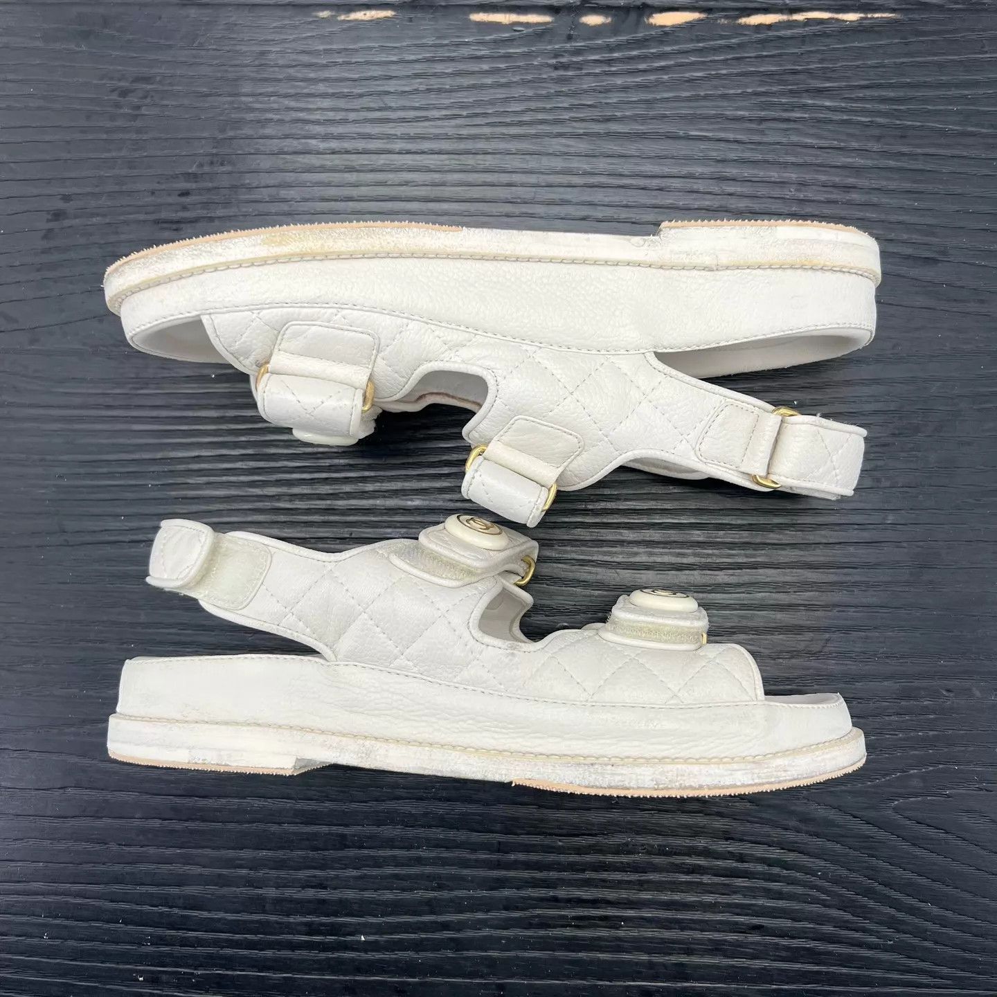 Chanel Chanel Cream Velcro Sandals 37 Size US 6.5 / IT 36.5 - 3 Thumbnail