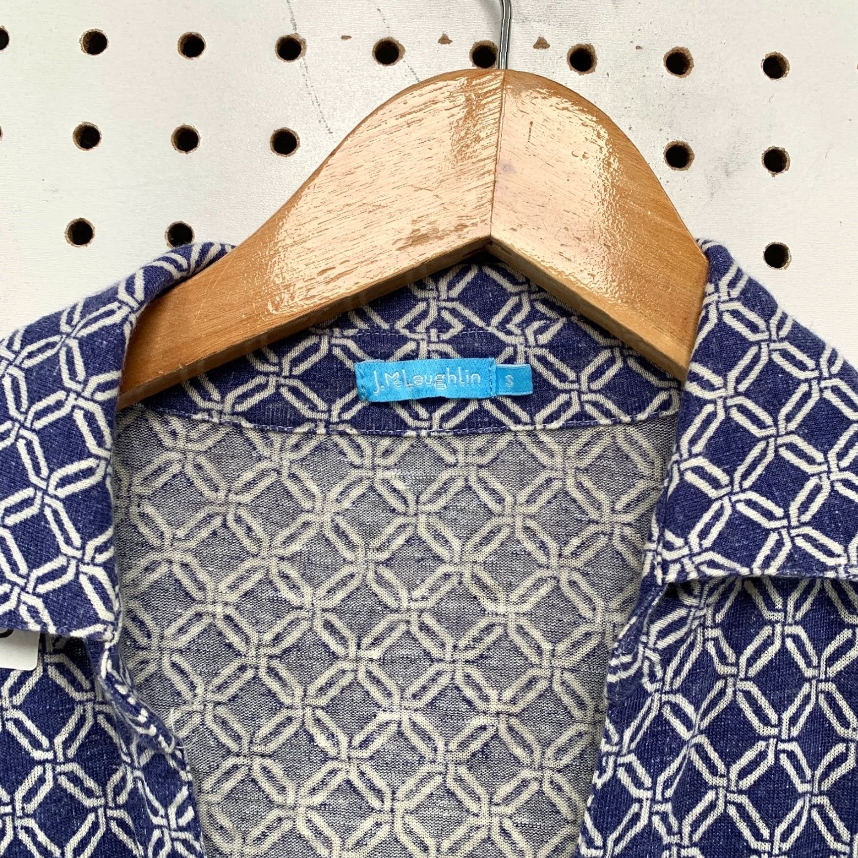 J.McLaughlin J. McLaughlin Shirt Womens Small Blue White Linen Blend Button Front Print Top Size S / US 4 / IT 40 - 3 Thumbnail