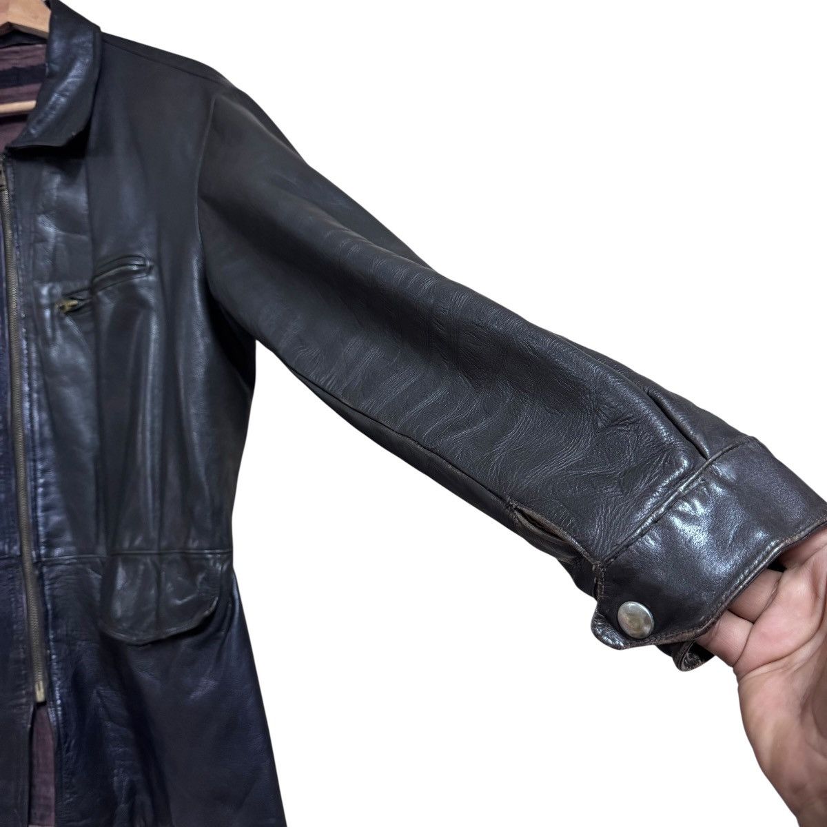 Vintage Vintage 50s Horsehide Leather Hunting Jacket Lightning Zip Size US L / EU 52-54 / 3 - 6 Thumbnail