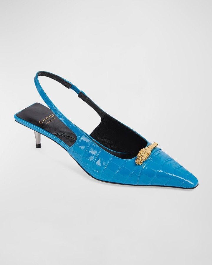 Gucci o1s1wg110125 Slingback Pumps in Blue Size US 8 / IT 38 - 2 Thumbnail
