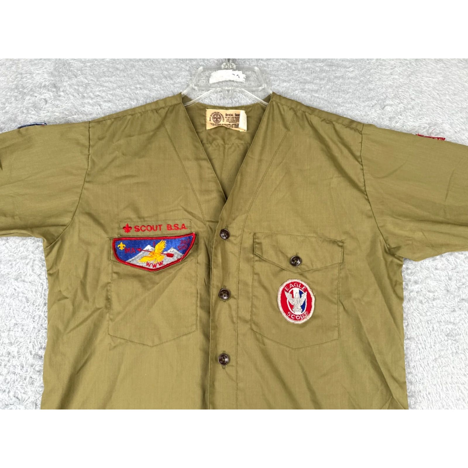 Vintage VINTAGE Boy Scouts of America Shirt Adult 14 Green Cotton Blend Long Sleeve Mens Size US S / EU 44-46 / 1 - 4 Thumbnail