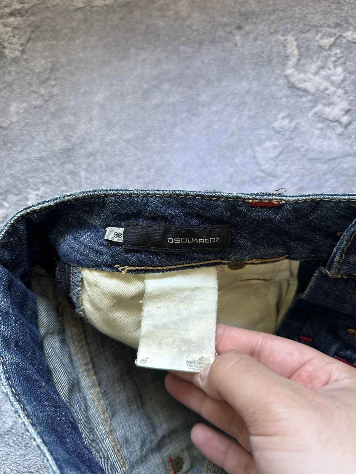 Dsquared2 Vtg Dsquared2 Distressed Leather Inserts Denim Size 38 IT Size 26" / US 2 / IT 38 - 4 Thumbnail