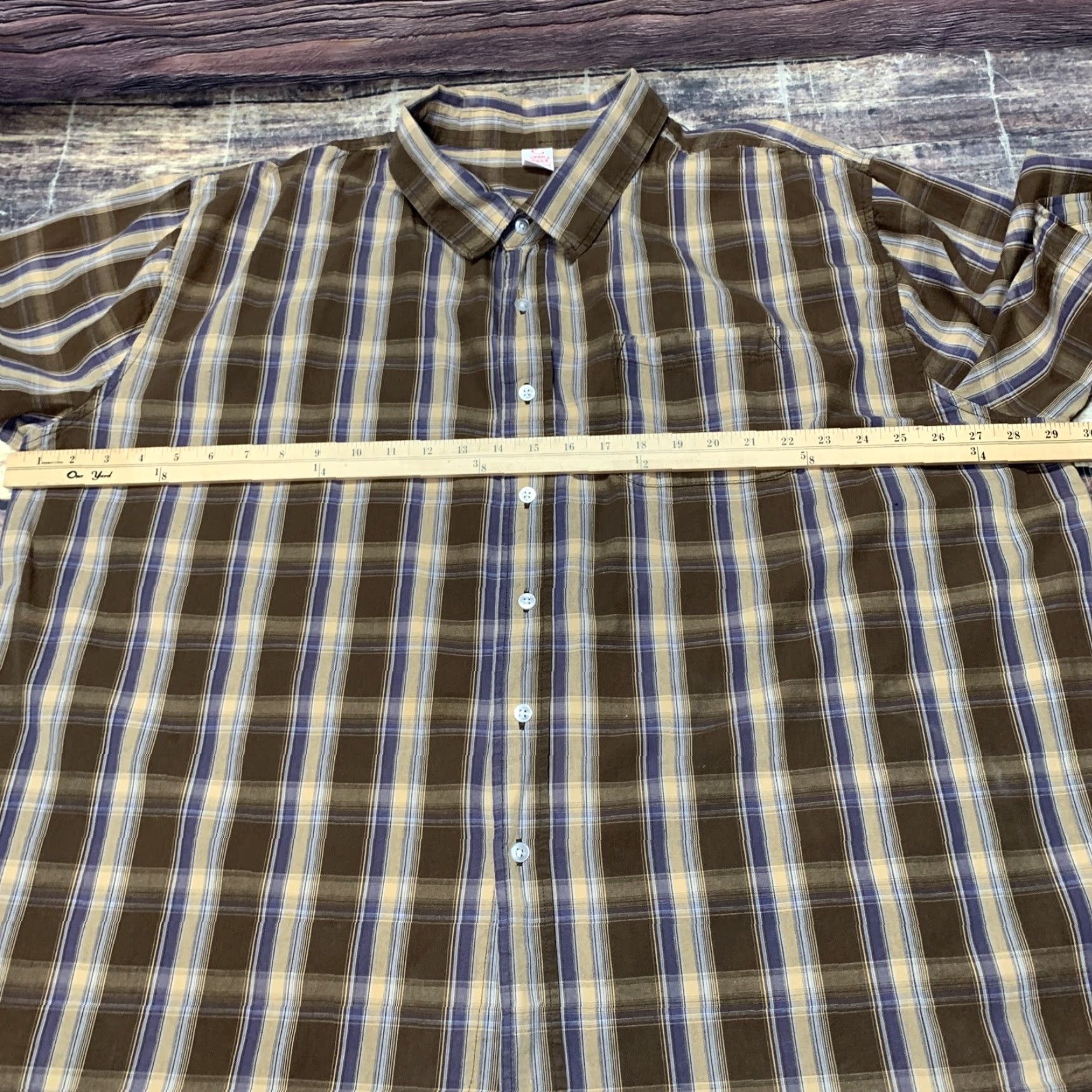 Rails Open Trails Mens Short Sleeve Shirt XXXL Brown Blue Tan Plaid Button Down Size US XXL / EU 58 / 5 - 2 Thumbnail