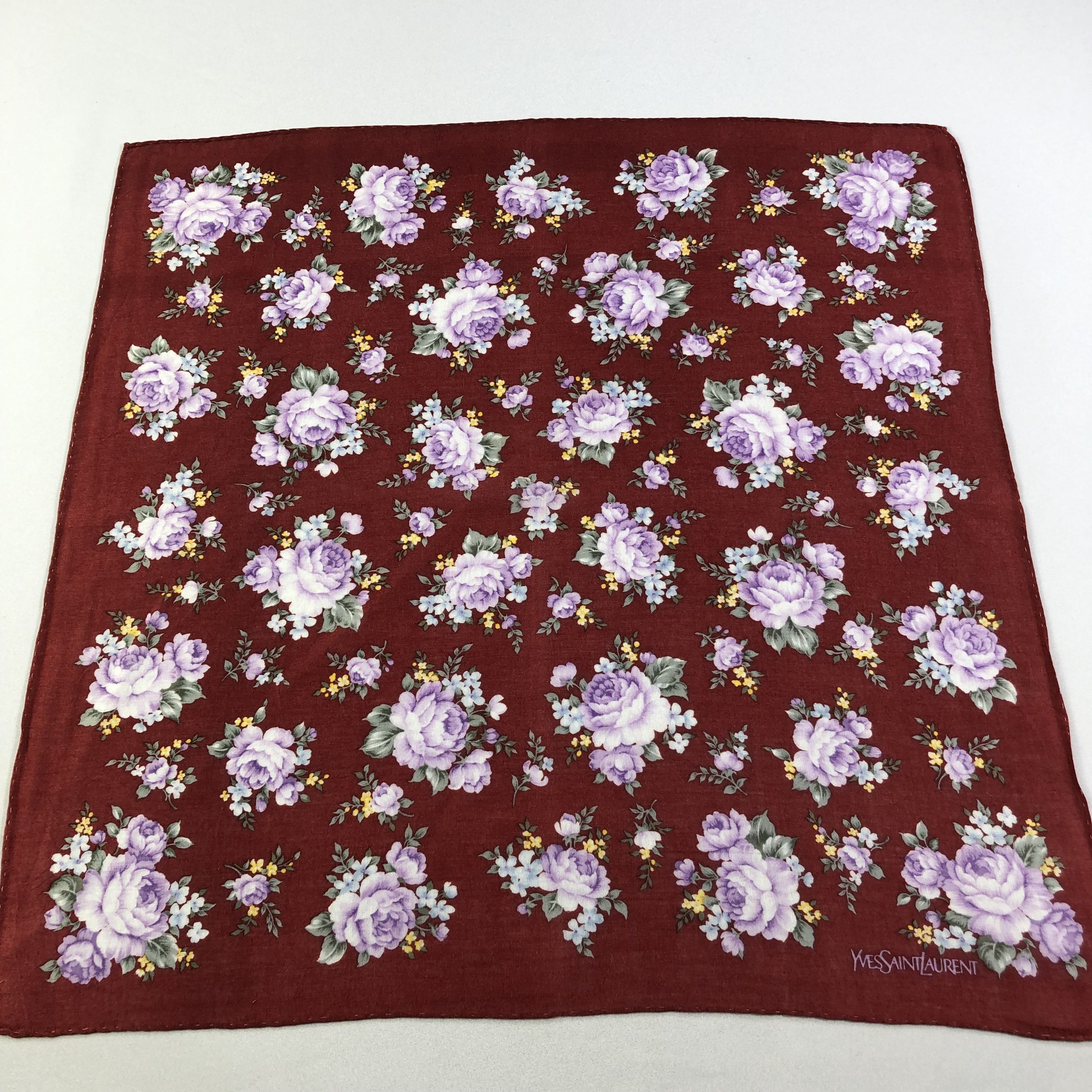 Vintage × Yves Saint Laurent YSL Hand Rolled Handkerchief Neckerchief Bandana H1738 Size ONE SIZE - 2 Thumbnail