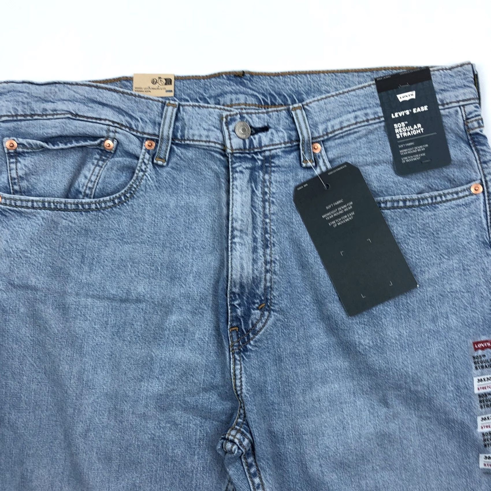 Levi's Levi's 505 Regular Straight Jeans Light Wash Men 36x30 Denim Stretch Belt Loops 5-Pocket Zipper Button NWT Size US 36 / EU 52 - 2 Thumbnail