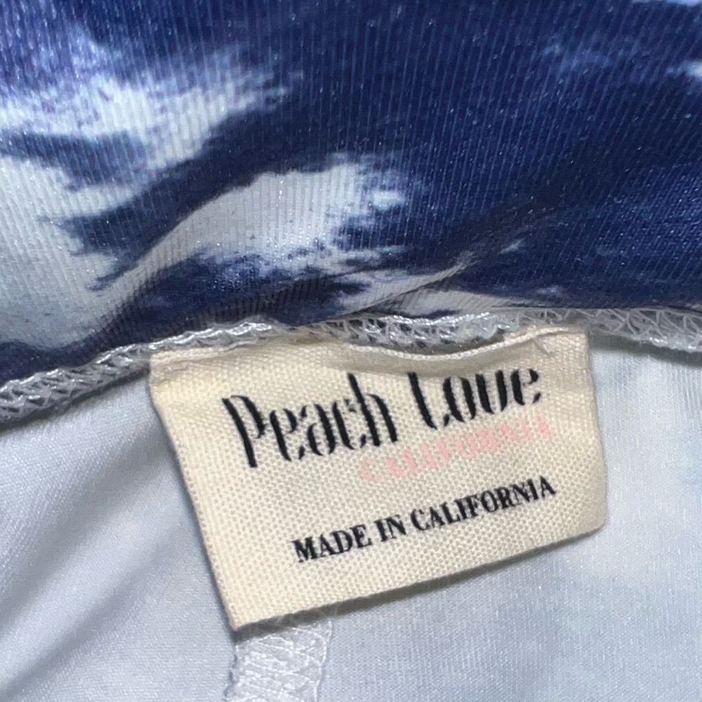 Preach Peach Love California, Blue & White Tie Dyed Boho Hippy Legg Size 27" / US 4 / IT 40 - 4 Thumbnail