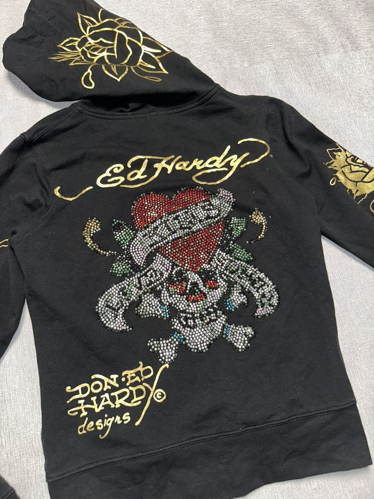 Ed Hardy Ed Hardy by Christian Audigier Rare Black Gold Y2K Zip Size S / US 4 / IT 40 - 5 Thumbnail