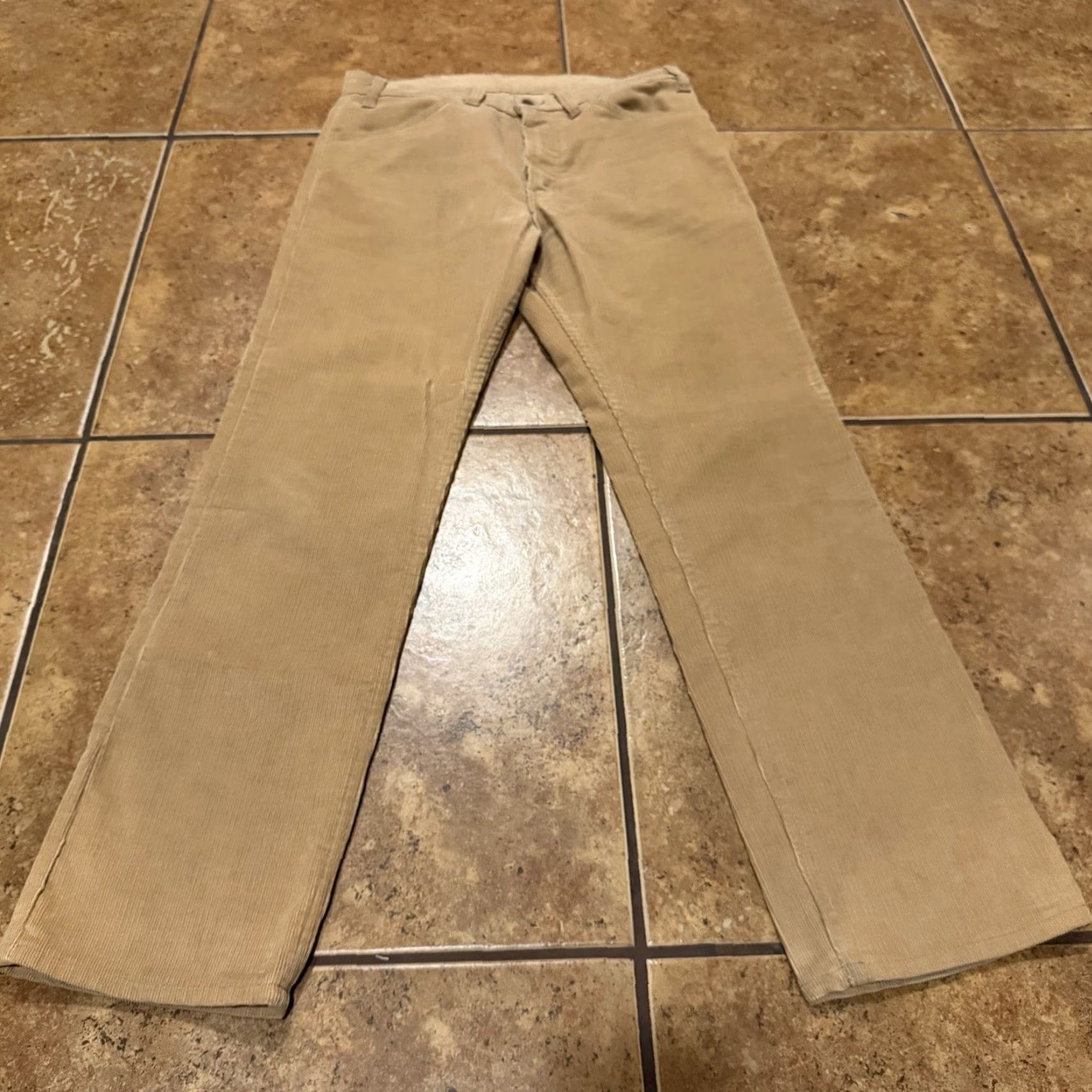 Levi's VINTAGE Levi's 519 Jeans Corduroy Wheat Beige 32x30 Regular Mens Straight 30 in 32 in EUC Talon Size US 32 / EU 48 - 2 Thumbnail