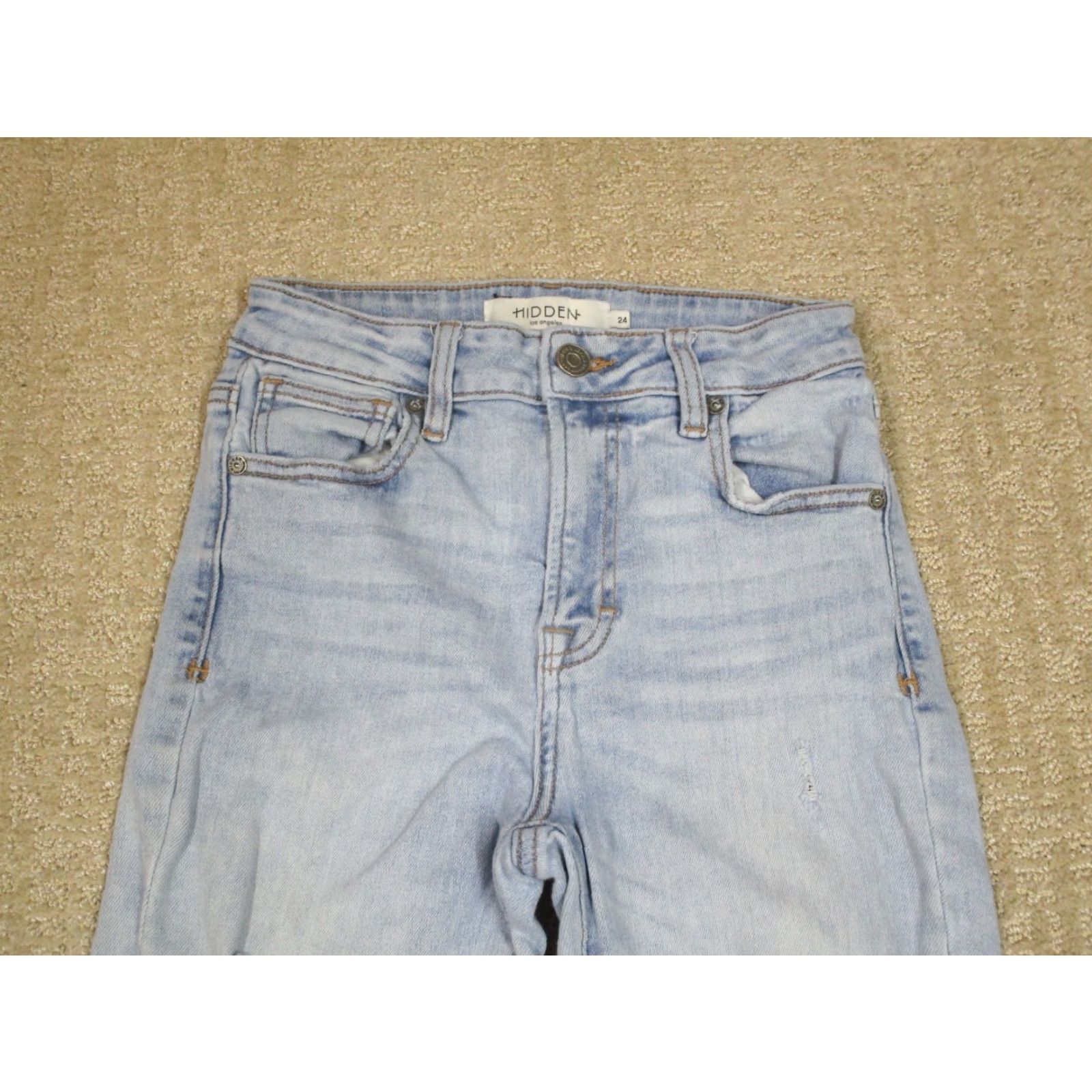 Vintage Hidden Jeans Women 24 Blue High Rise Flared Distressed Light Wash Fray Hem Pants 5-Pocket Denim Slim Regular Blue "" Size 42" / US 20 - 2 Thumbnail