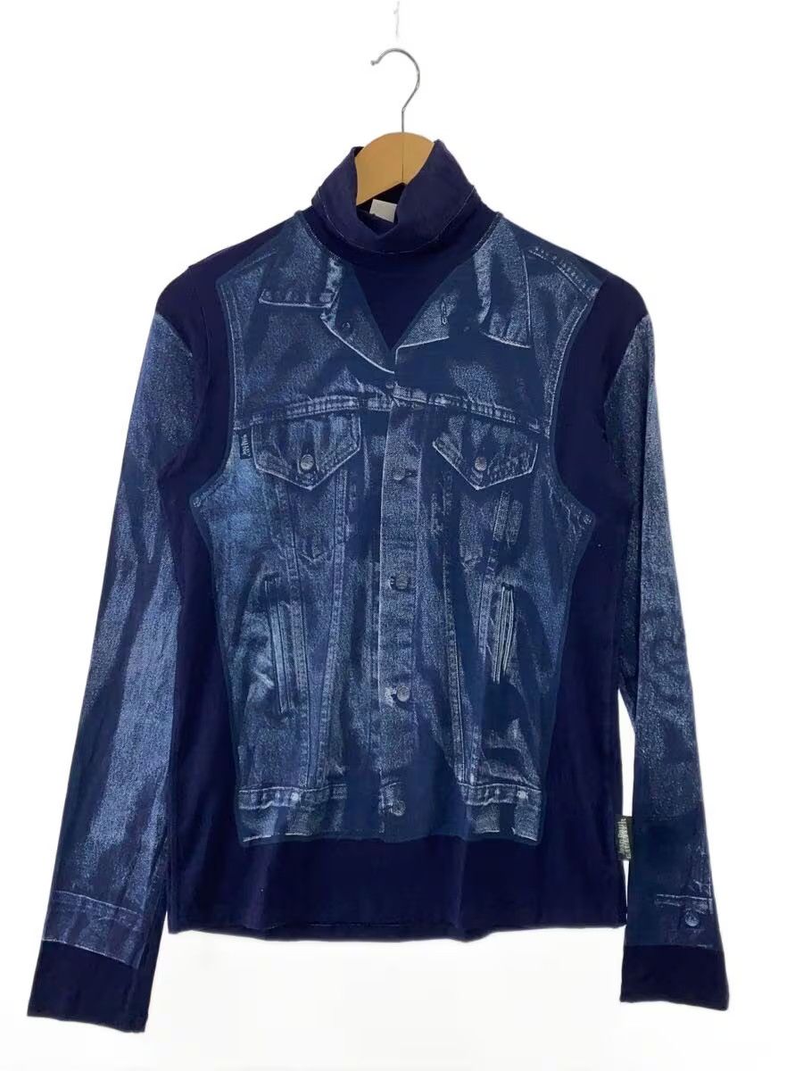 Jean Paul Gaultier Trompe l'oeil Denim Printed Turtleneck Long Sleeve Top Size L / US 10 / IT 46 - 1 Thumbnail