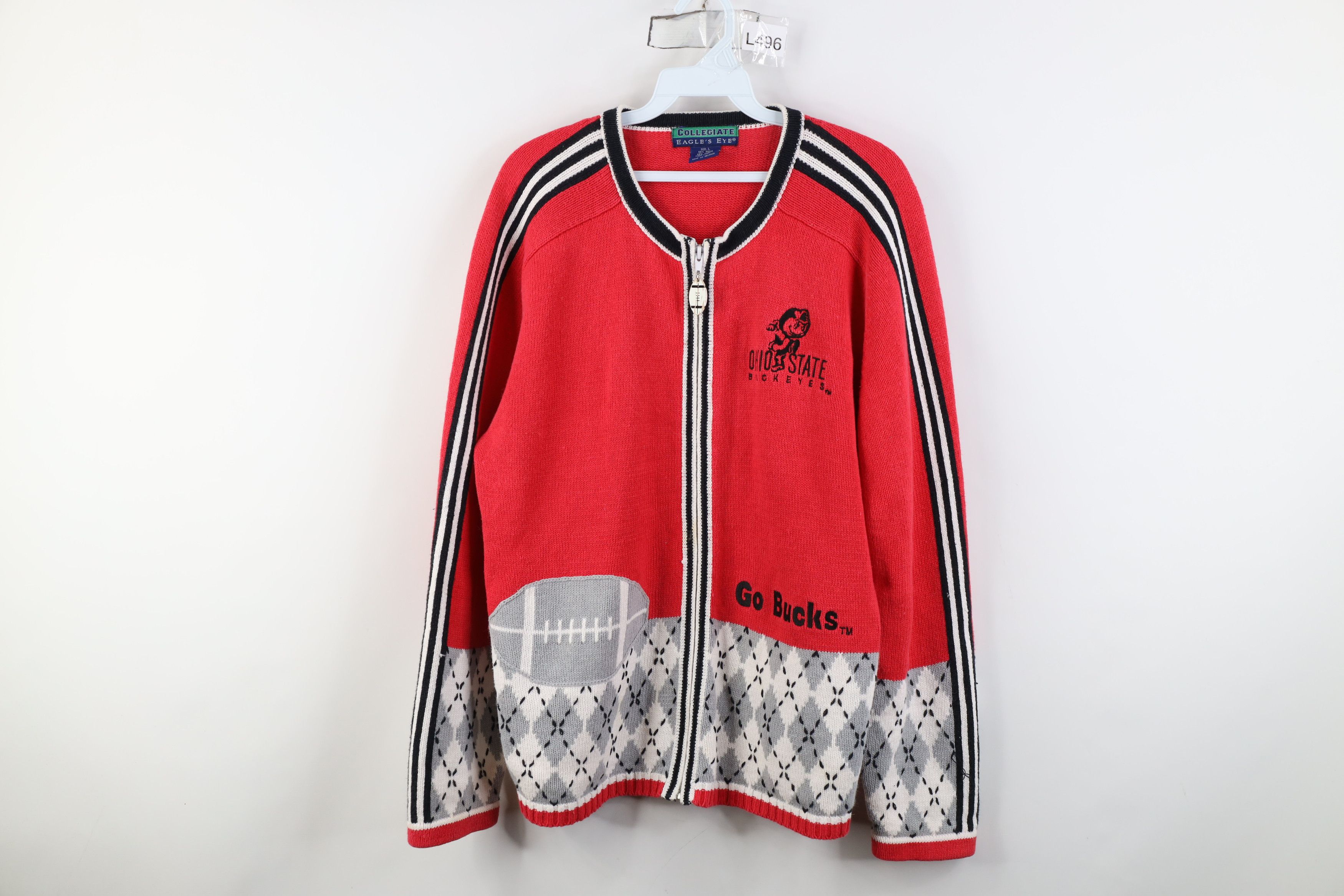Vintage Vintage 90s Ohio State University Football Full Zip Sweater Size L / US 10 / IT 46 - 1 Thumbnail