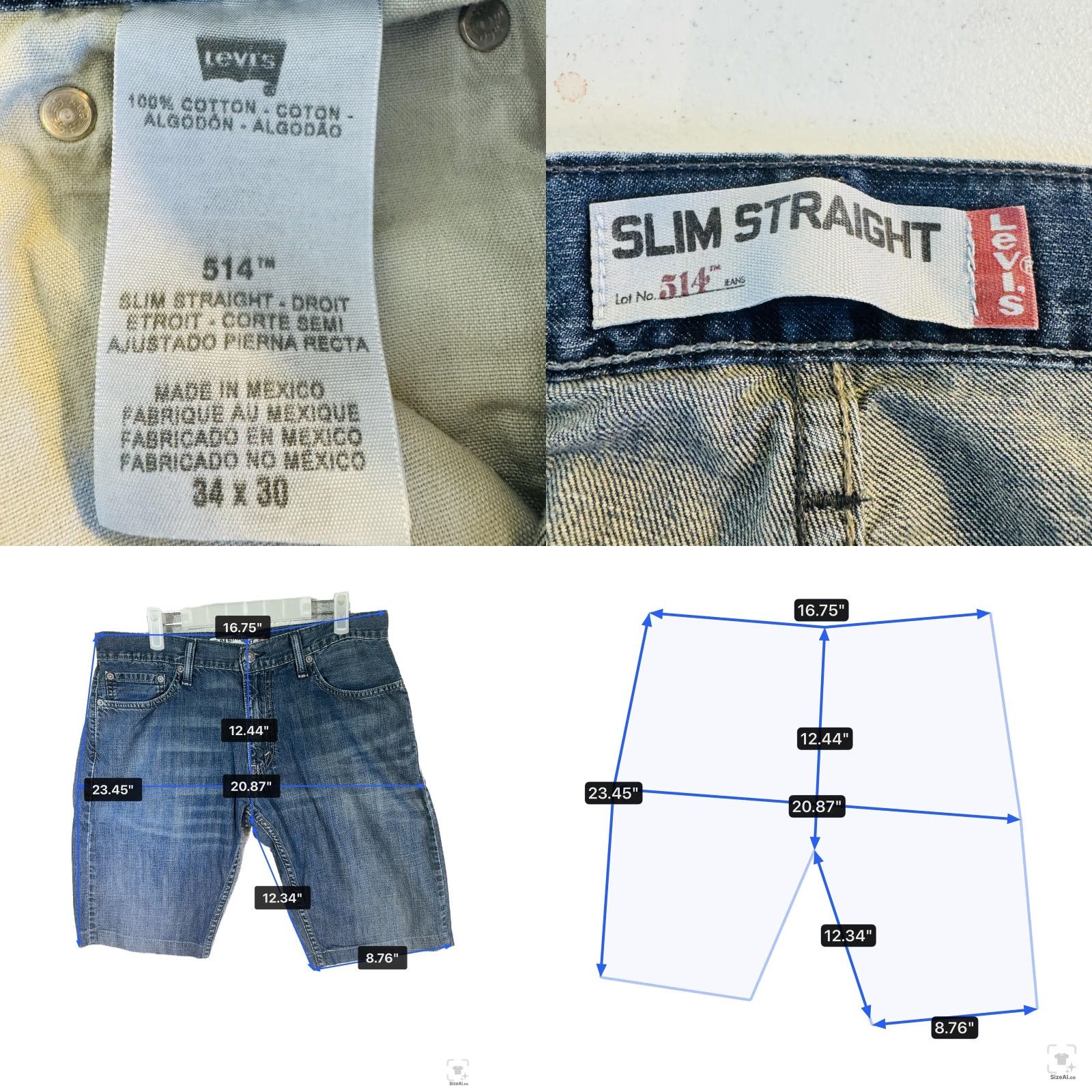 Levi's Levi's 514 Shorts Mens 34 Blue Bermuda Slim Straight 12 Inseam 5-Pocket Zip Fly Button Closure Size US 34 / EU 50 - 8 Thumbnail