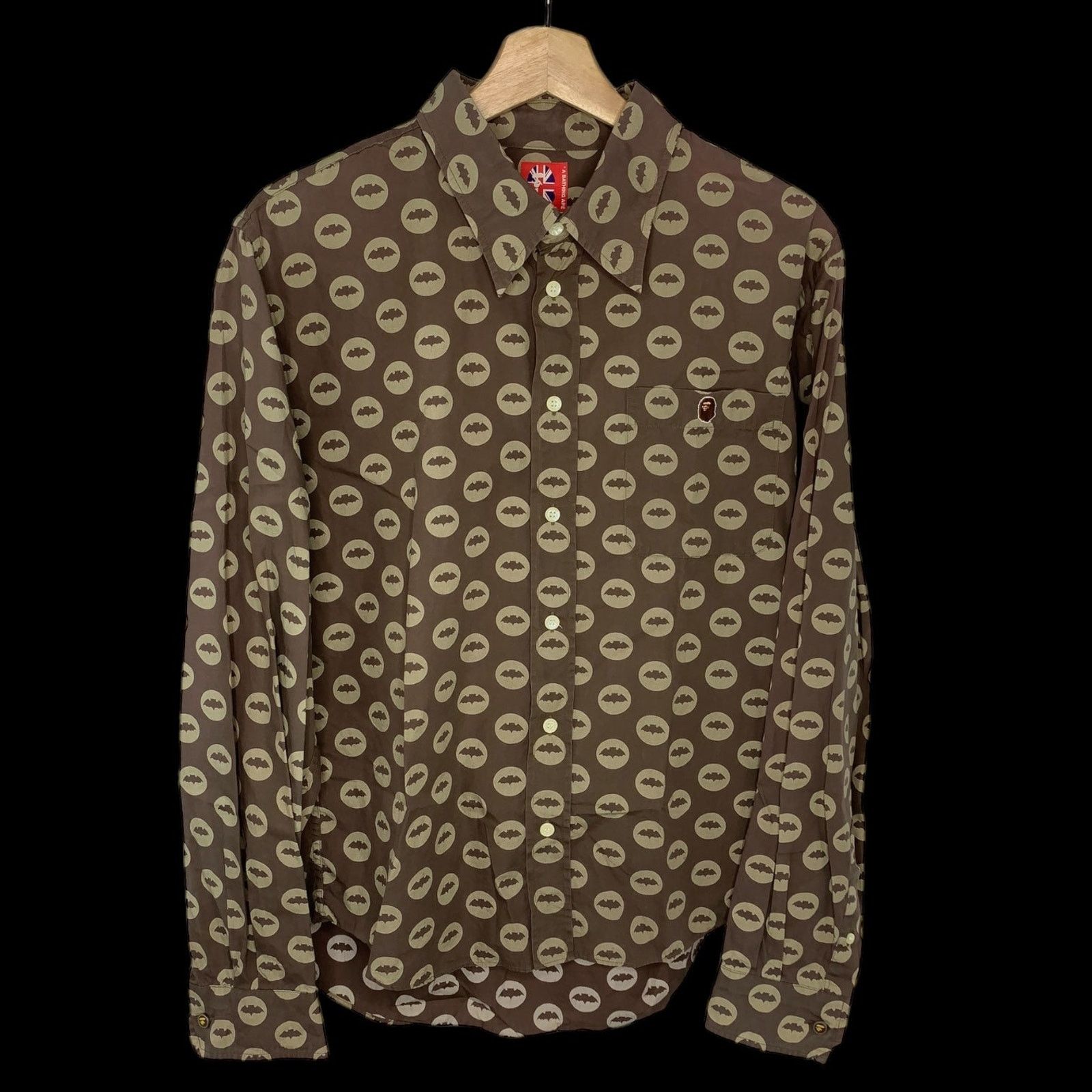 Bape OG Bat Print Long Sleeve Button-Down Shirt (Brown) Size US M / EU 48-50 / 2 - 1 Thumbnail