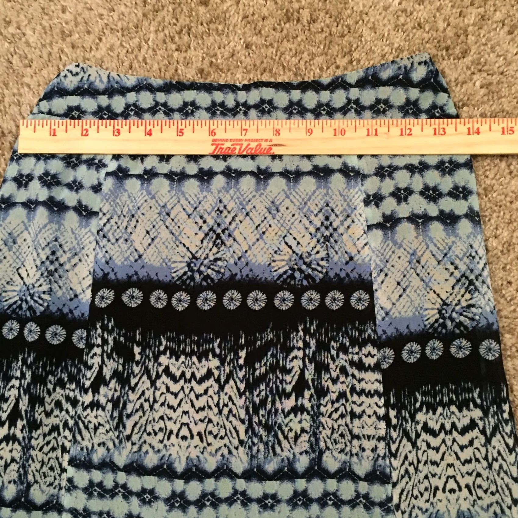 Vintage Maurices Skirt XS Blue Geometric Pull On Maxi Long Lined Lightweight Women Regular Size 26" / US 2 / IT 38 - 3 Thumbnail