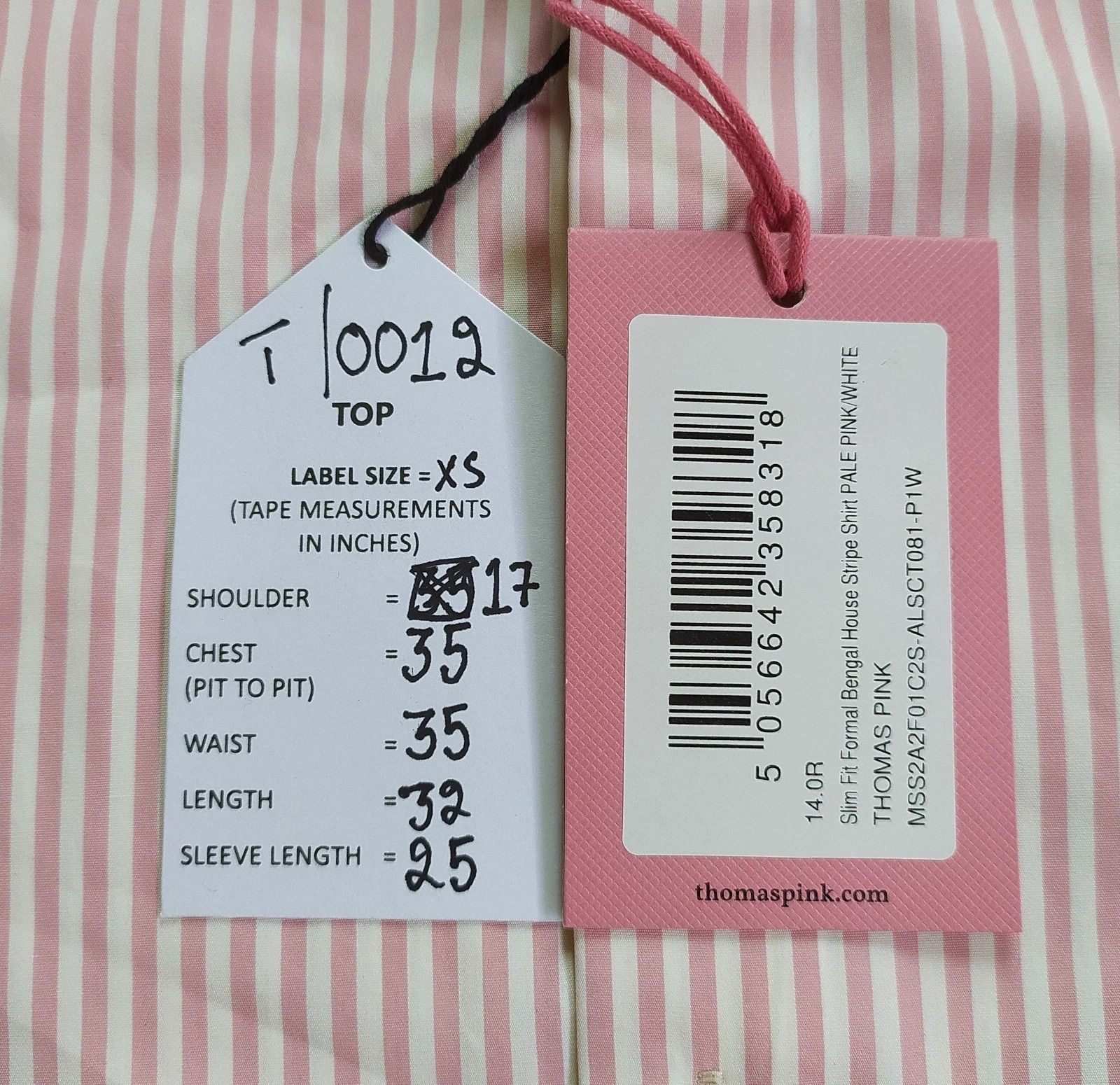 Thomas Pink Thomas Pink Formal Slim Fit Bengal House Stripe Shirt T 0012 Size US XS / EU 42 / 0 - 5 Thumbnail