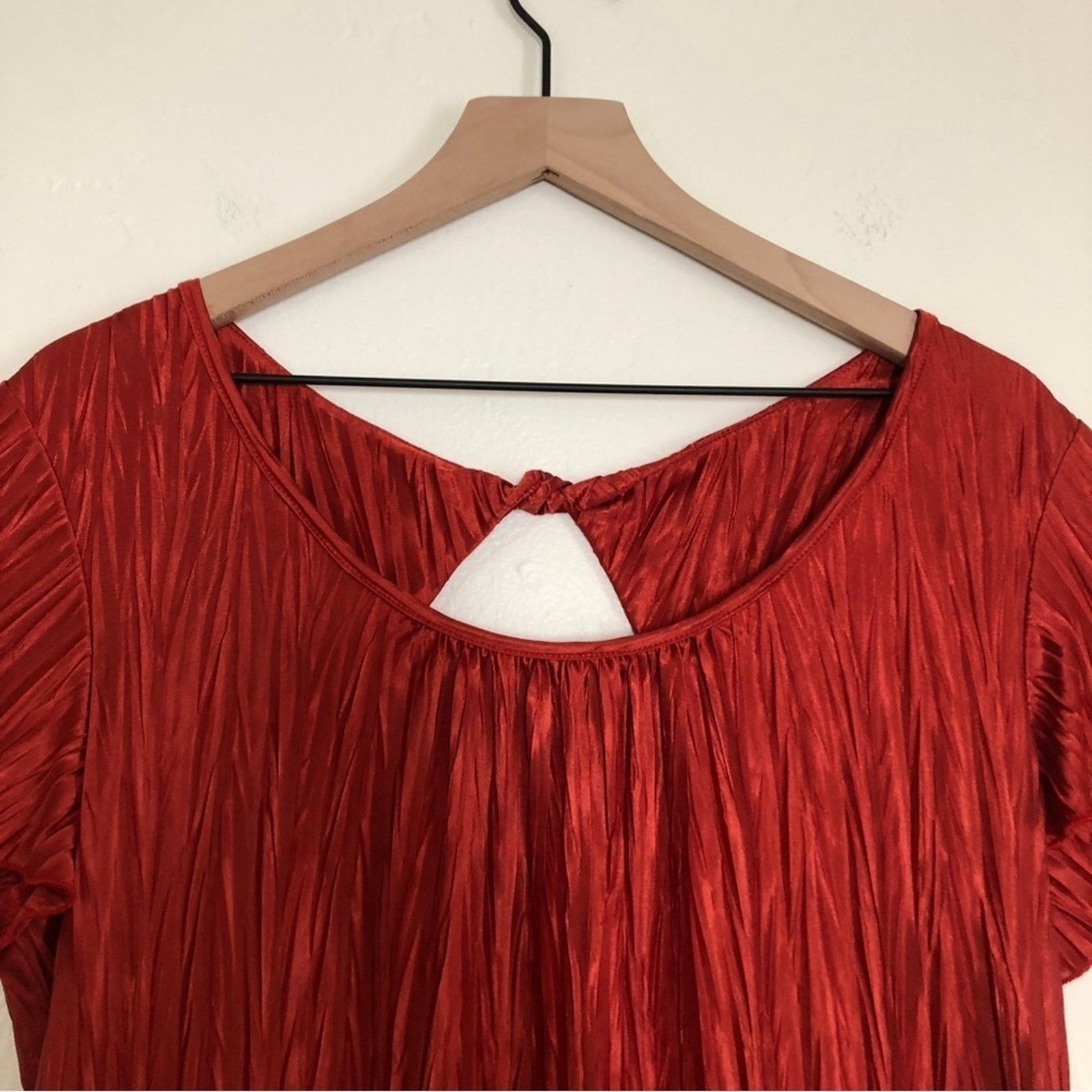 Alyx Alyx Red Crinkle Flutter Flounce Sleeve Shirt Blouse Top Size L / US 10 / IT 46 - 2 Thumbnail