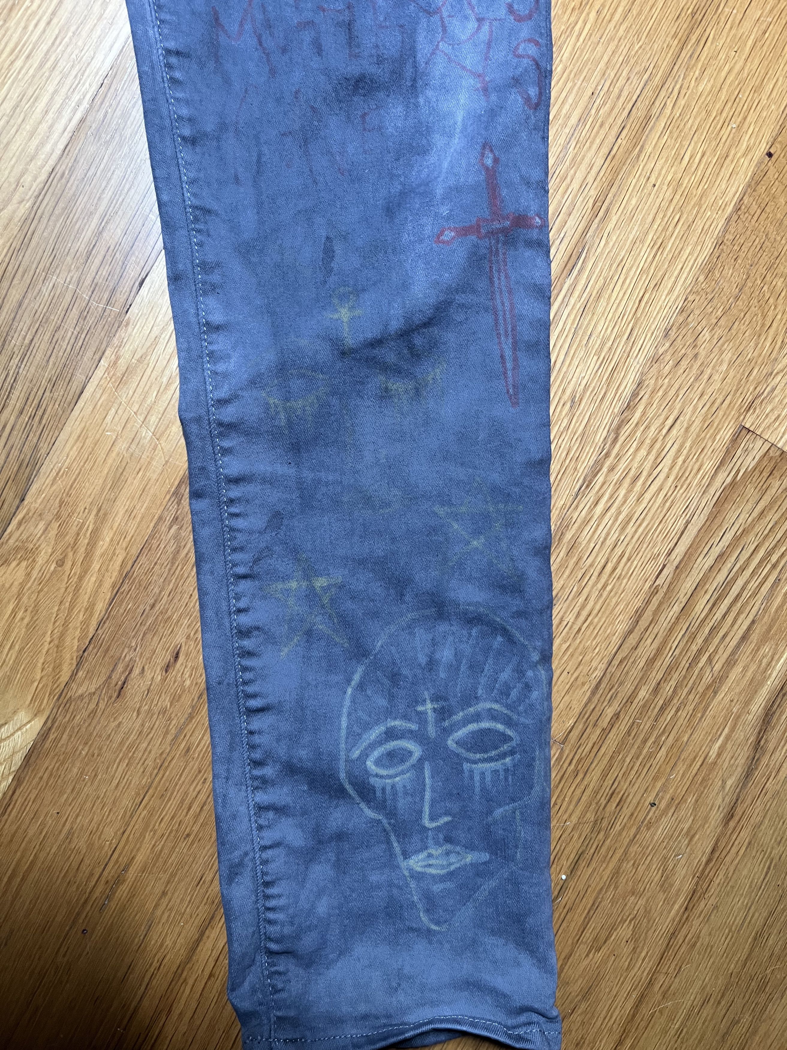 Express 31x30 DIY Slim Fit Punk Jeans - Express Stretch Denim Size US 31 - 3 Thumbnail