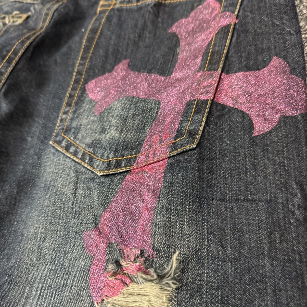 If Six Was Nine 🔥🇯🇵 Japanese Flared Cross Distressed Sorridere Jeans Size US 33 - 10 Thumbnail