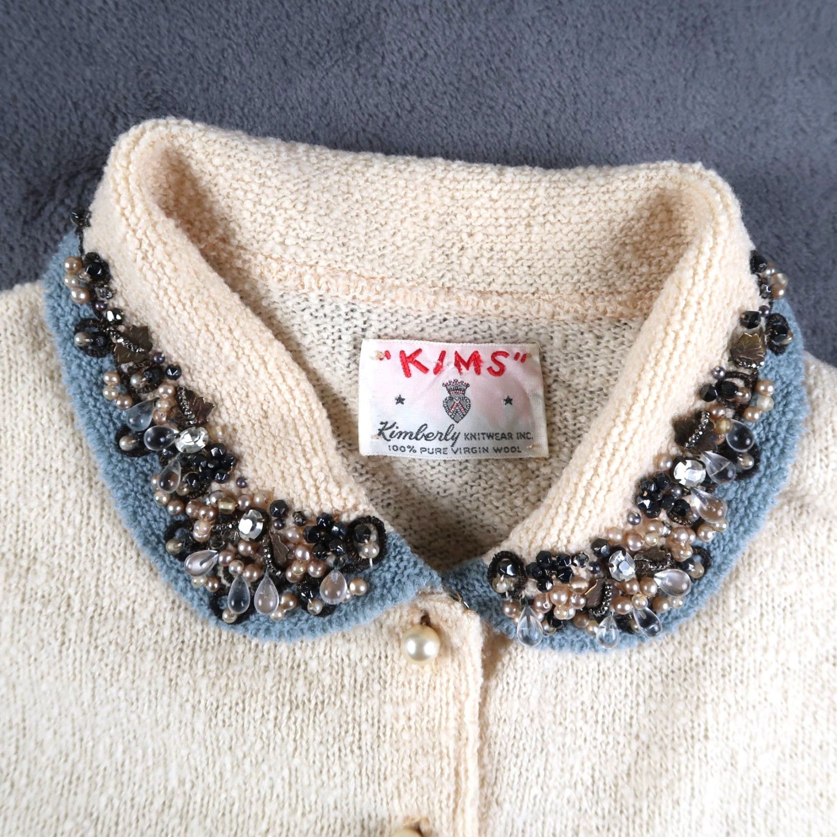 Vintage VINTAGE Kimberly Knitwear Cardigan Wool Ivory Beads S Wool Jacket Womens 60s 70s Republic Size S / US 4 / IT 40 - 3 Thumbnail