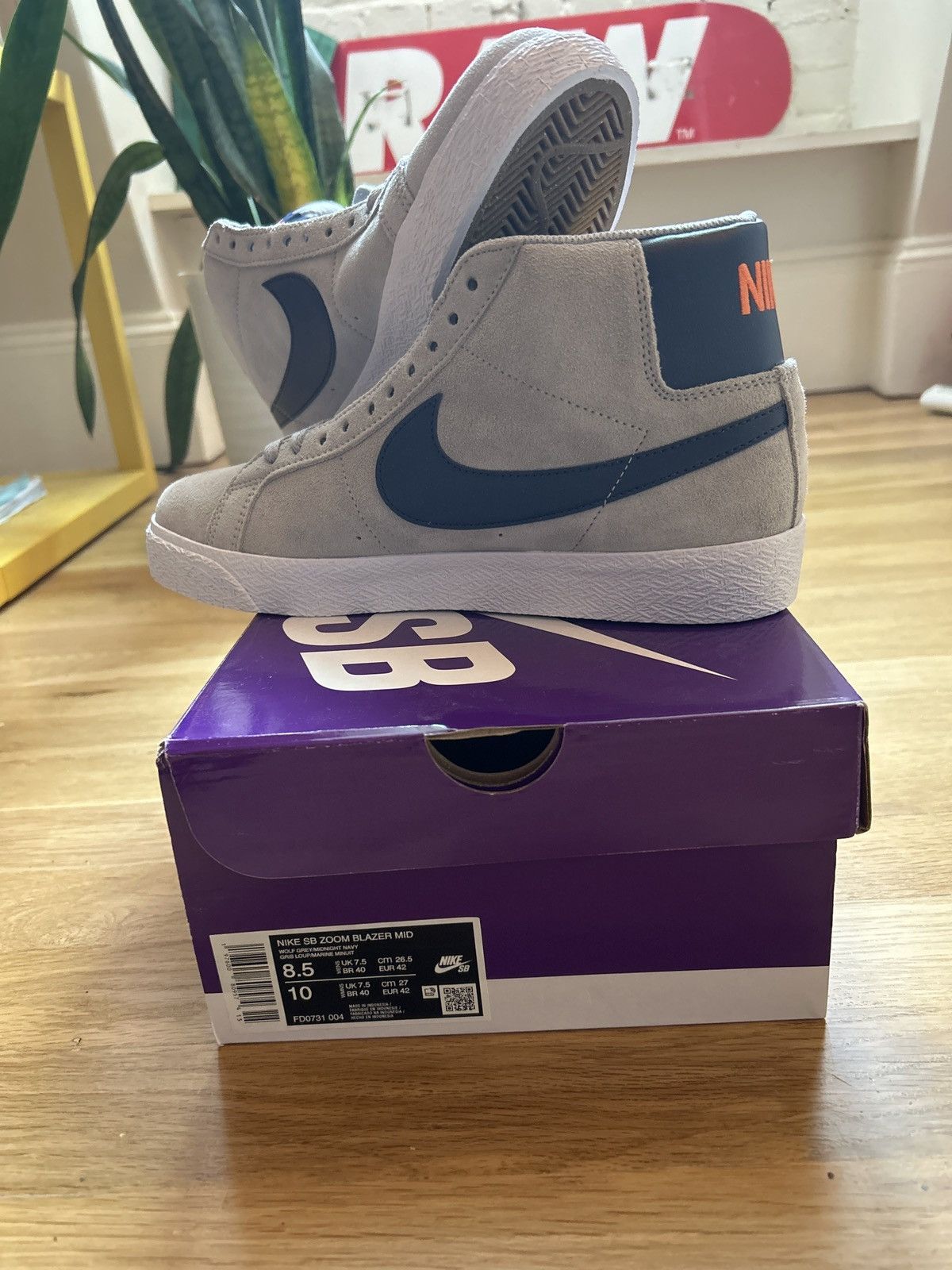 Nike SB Nike SB Blazer mid wolf grey/midnight navy size 8.5 Size US 8.5 / EU 41-42 - 5 Thumbnail
