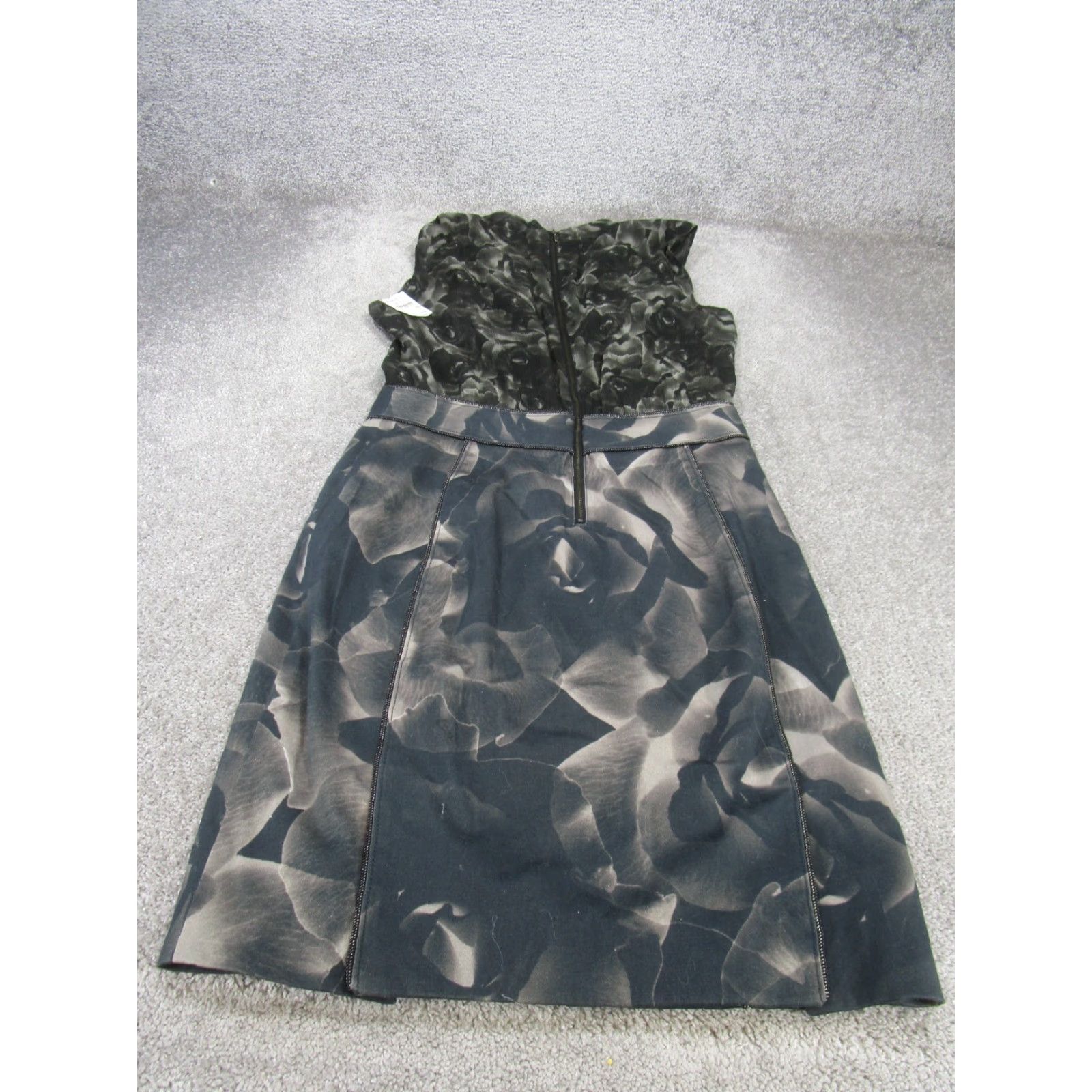Vintage Rachel Roy Sheath Dress Womens 10 Floral Print Sleeveless Midi Black Cotton Blend Size L / US 10 / IT 46 - 3 Thumbnail