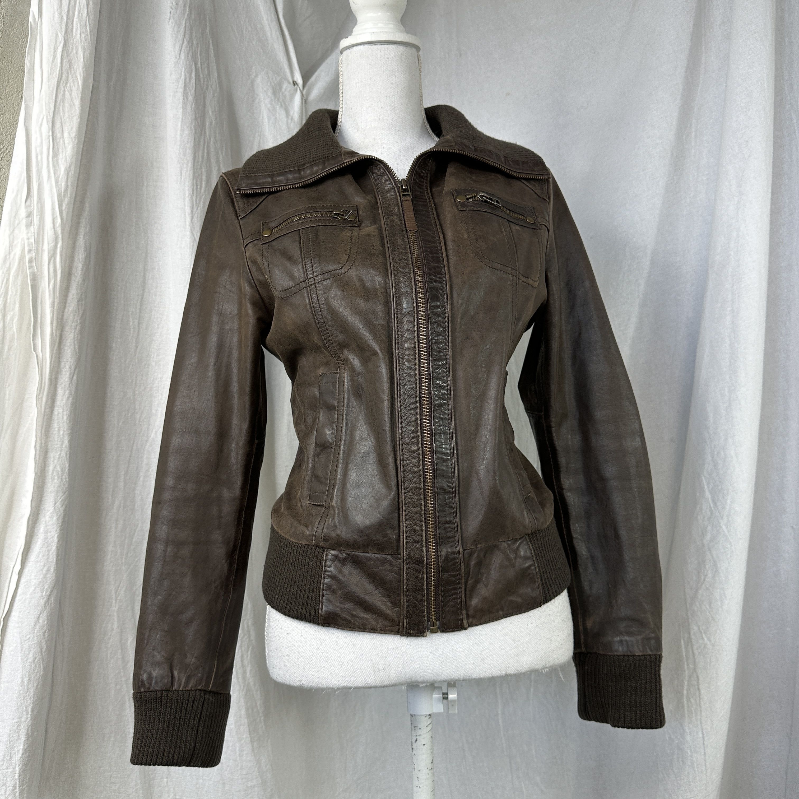 Vintage Vintage Mocha Brown Moto Biker Leather Jacket 00s Size US M / EU 48-50 / 2 - 1 Thumbnail