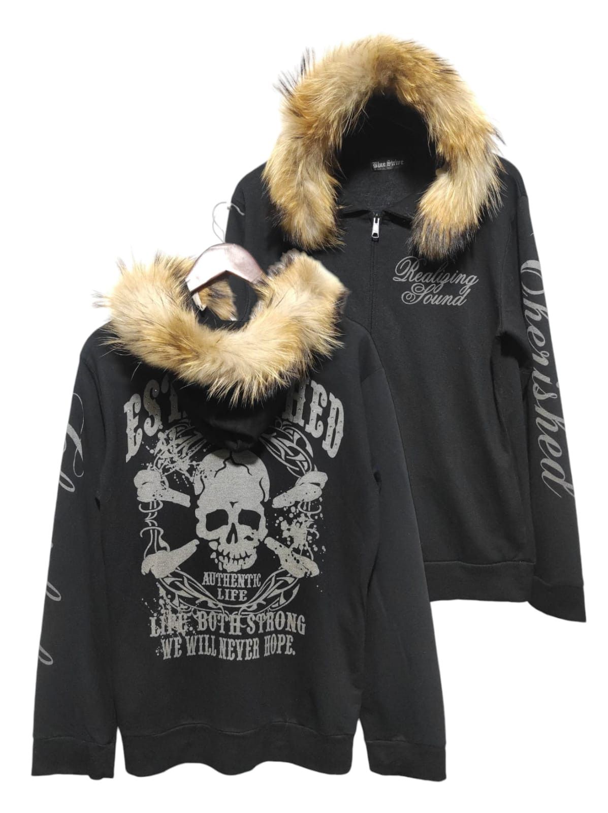 Blue Strive Skull Fur Hoodie IfSixWasNine LGB style