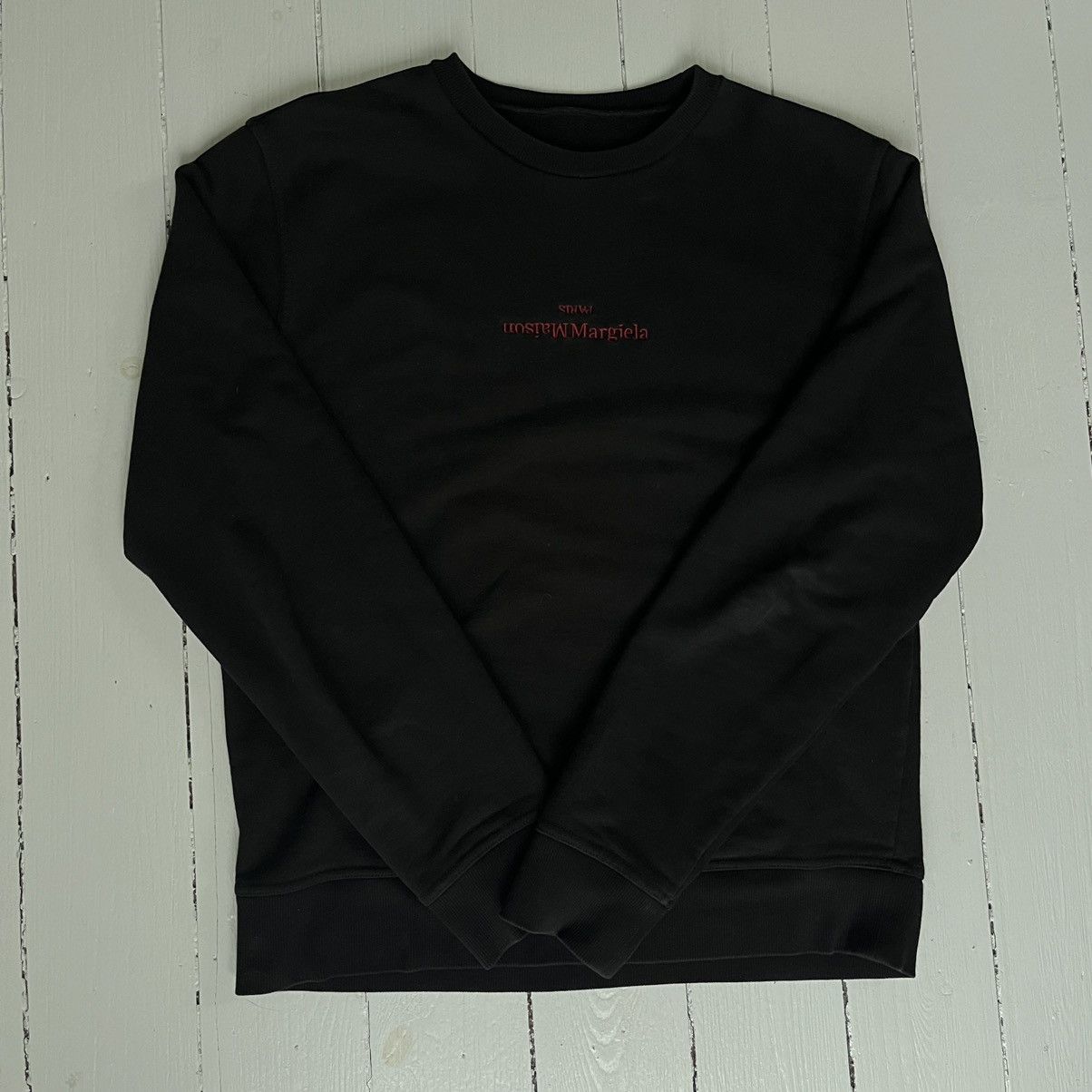 image of Maison Margiela Men's Upside Down Logo Sweatshirt In Black (Size Medium)