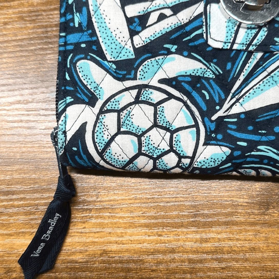 Vera Bradley Vera Bradley Wallet Turnlock Shore Enough Print RFID Blue Turtle Sailboat Wallet Women Small Multicolor Blue Sailboat 7.5” 5” Size ONE SIZE - 3 Thumbnail