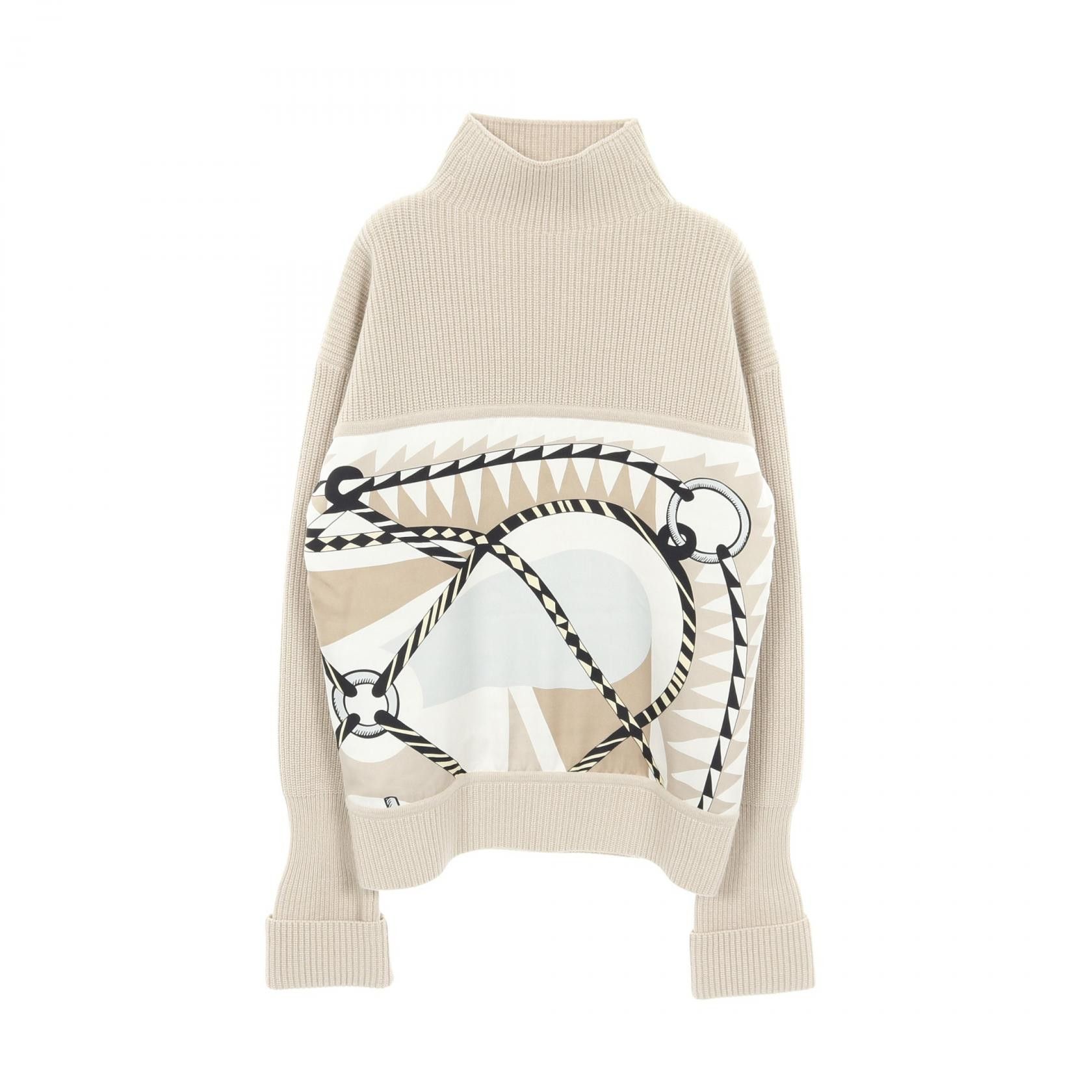 Hermes Hermes Hermes Twillene Figure Artistique Silk Wool Cashmere Knit Top Textile Tops DUTY FREE for USA Size ONE SIZE - 1 Thumbnail