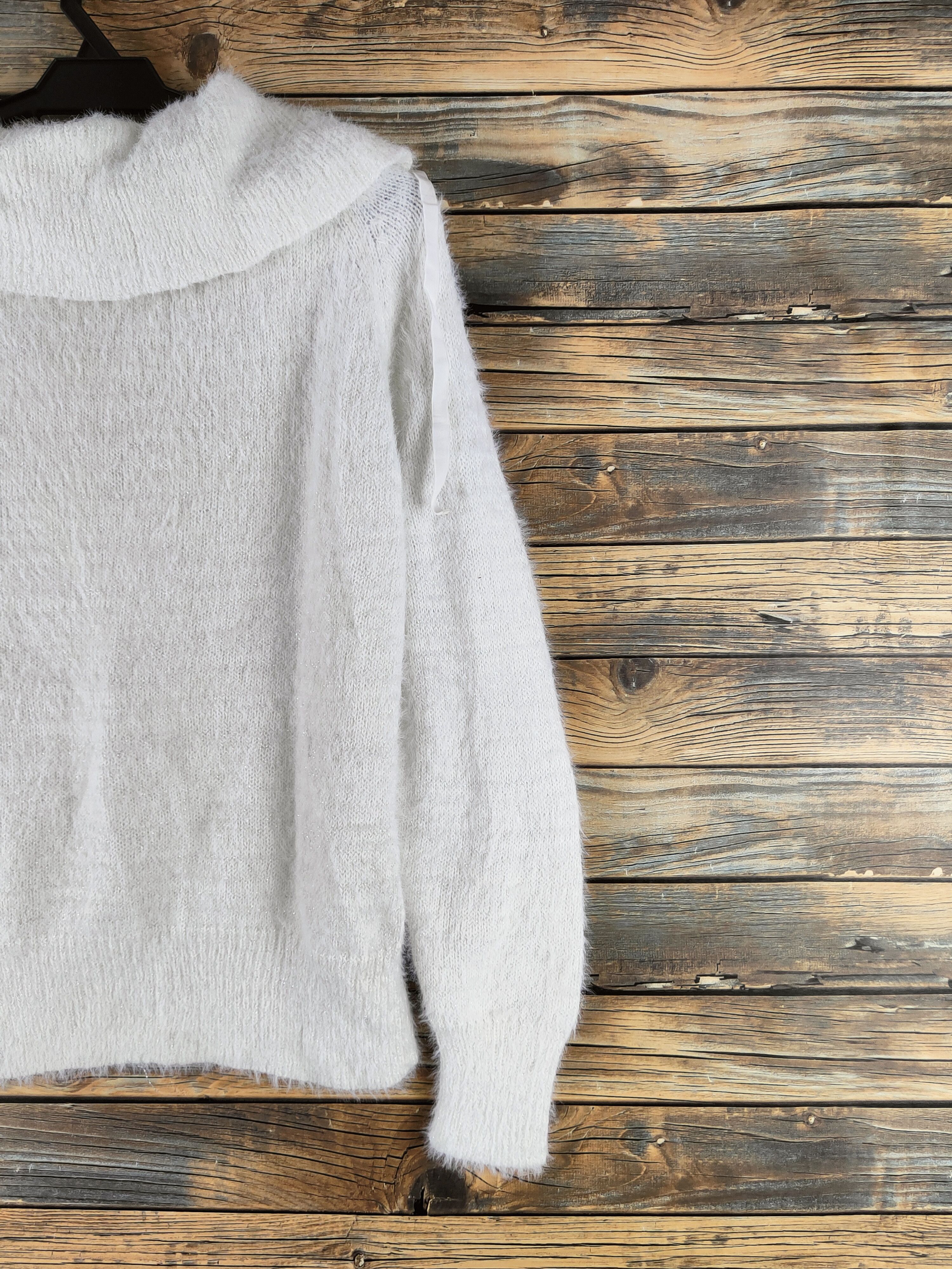 Japanese Brand DL May Pretty White Fur Mohair Knitwear #46-488 Size M / US 6-8 / IT 42-44 - 9 Thumbnail