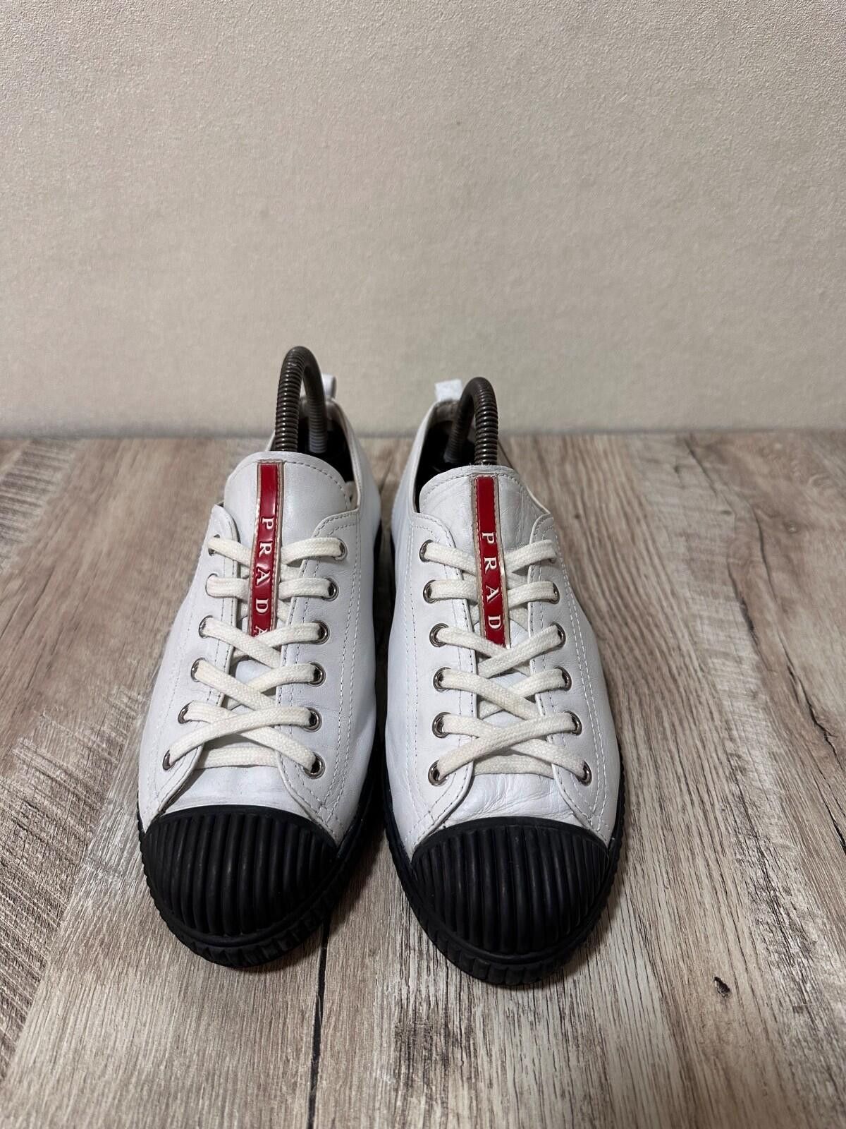 Prada Prada White Leather Trainers Sz 38 Size US 8 / IT 38 - 3 Thumbnail