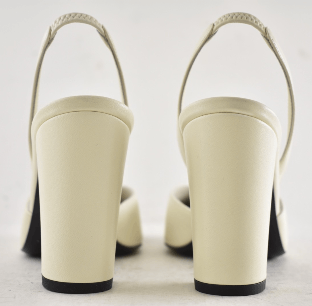 Chanel 26S Blazy Ivory Black Square Slingback Block Heel Pump 40 Size US 10 / IT 40 - 21 Thumbnail