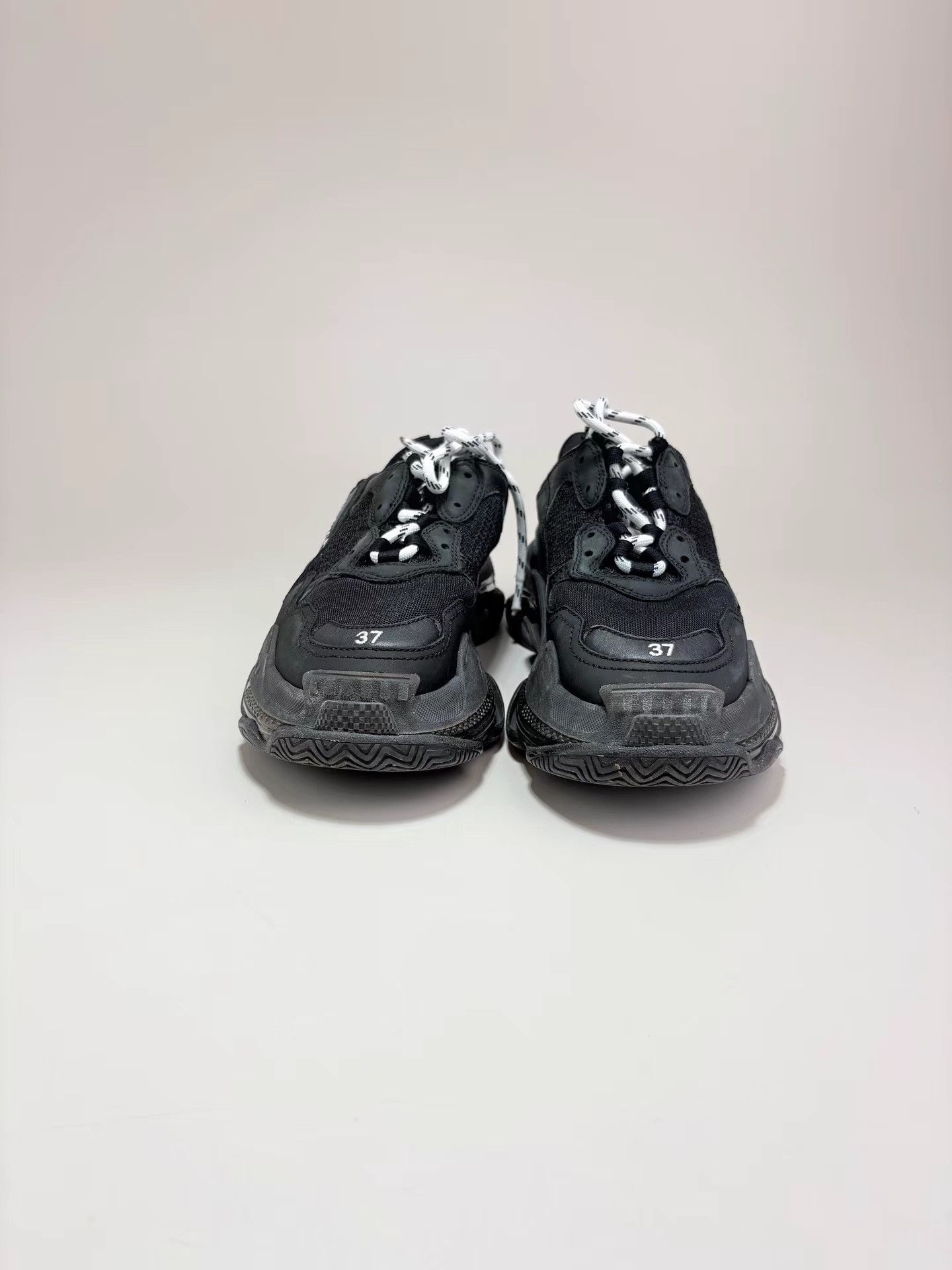 Balenciaga BALENCIAGA TRIPLE S Black Distressed Sneakers Size US 7 / IT 37 - 2 Thumbnail
