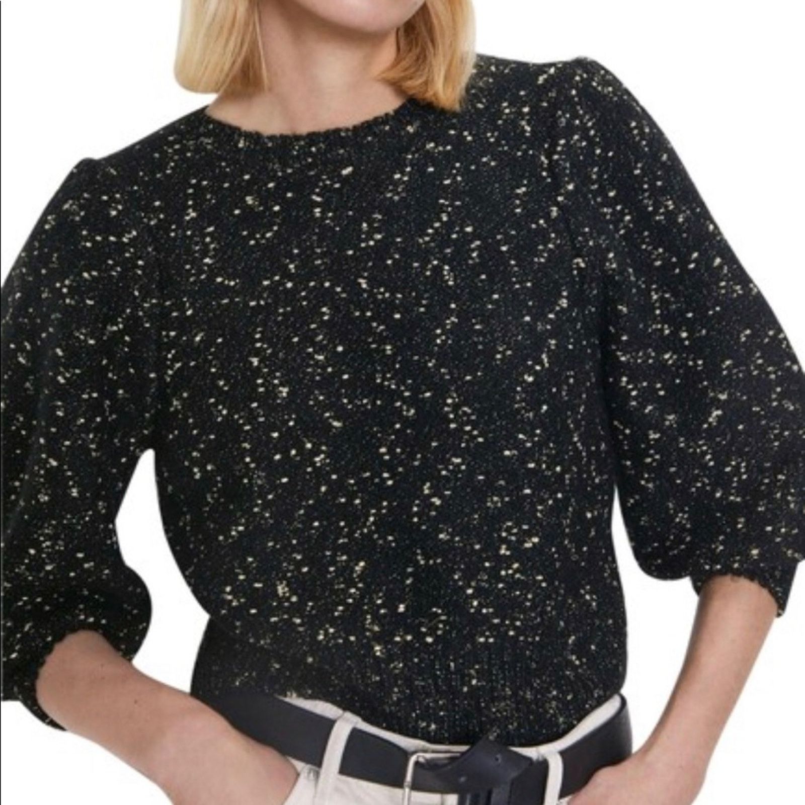 Zara Zara black chunky sweater with metallic thread size Small Size S / US 4 / IT 40 - 1 Thumbnail
