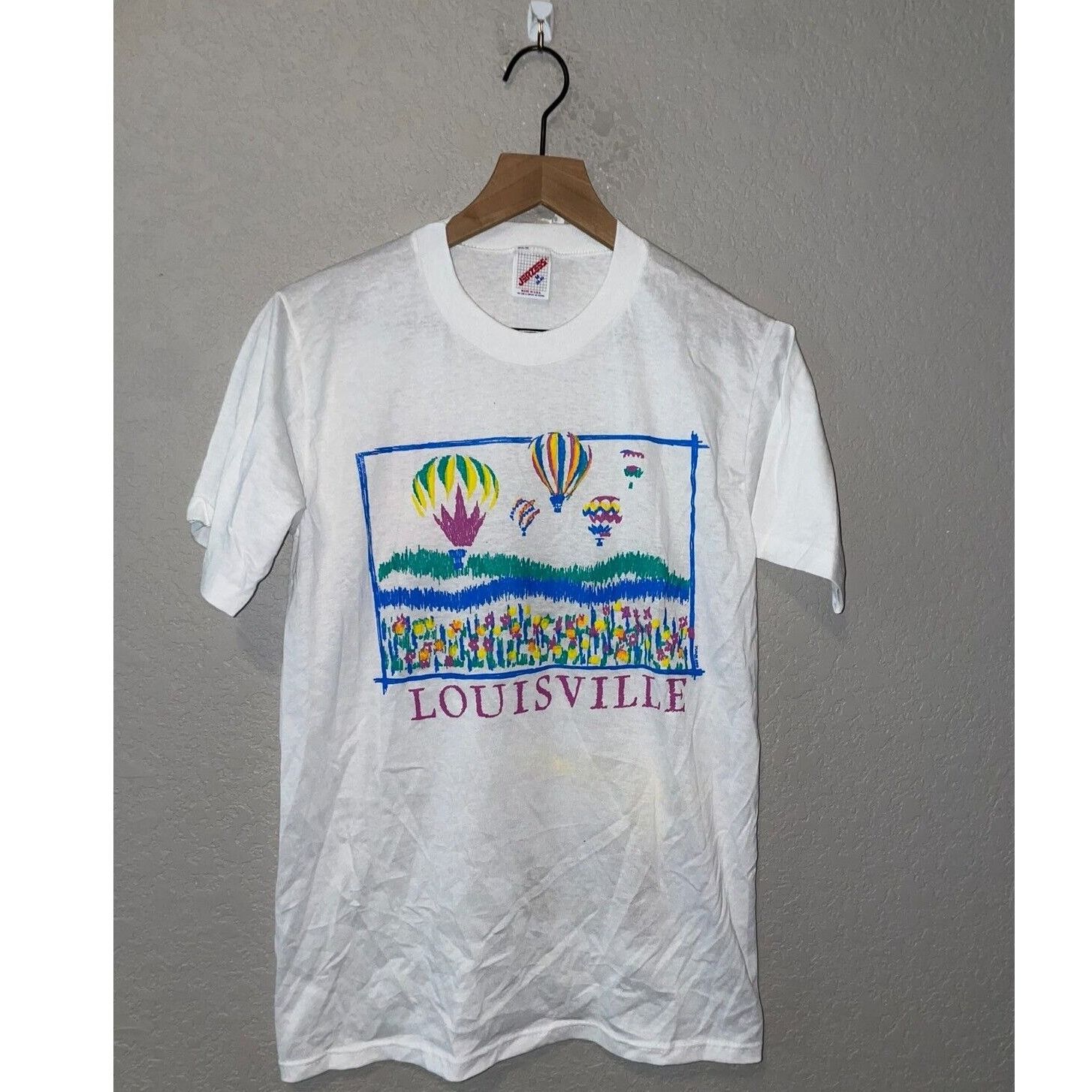 Jerzees Vintage Louisville Rocky Mountain Test Print White M Shirt Size US M / EU 48-50 / 2 - 1 Thumbnail