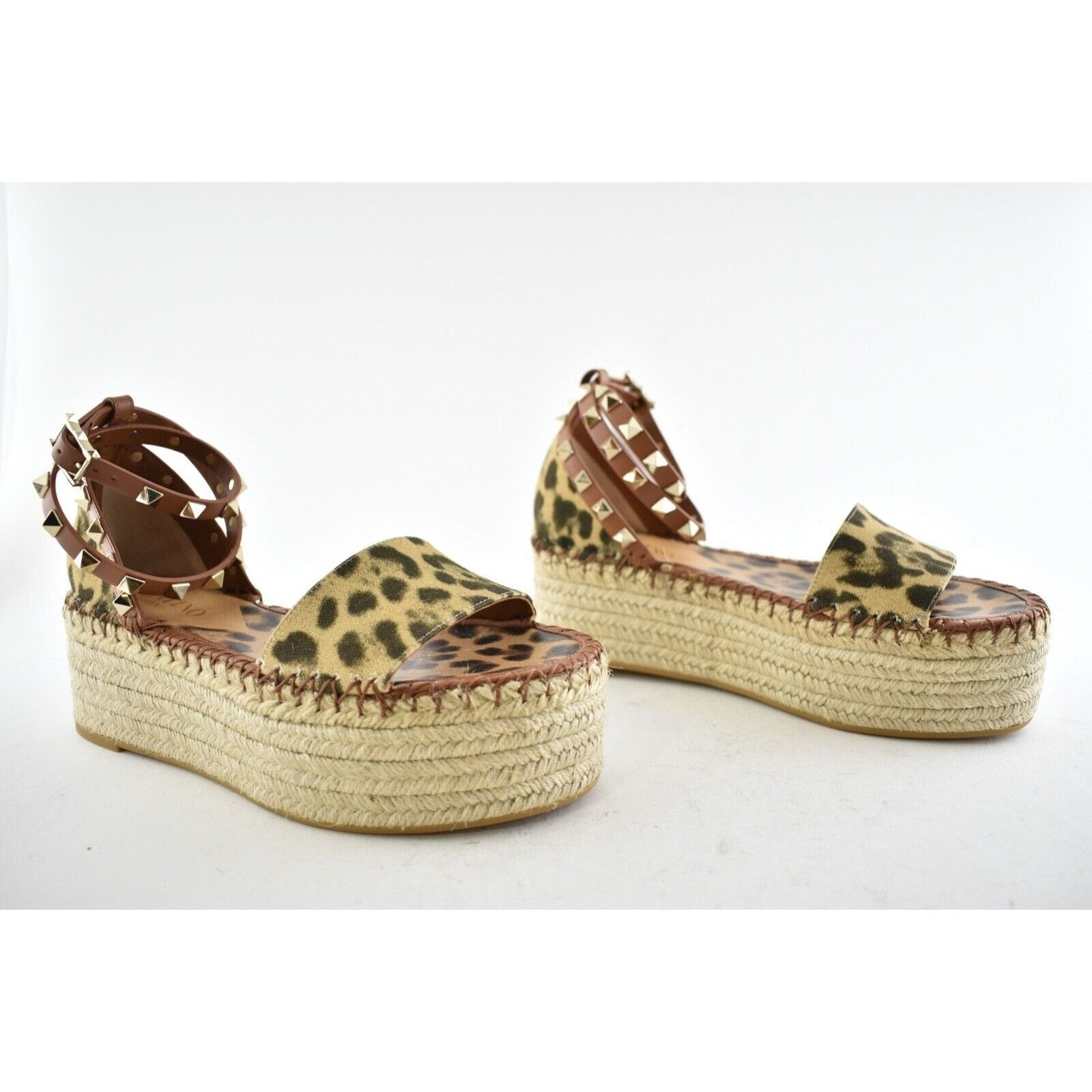 Valentino Valentino Rockstud Leopard Black Ankle Strap Platform Size US 8 / IT 38 - 4 Thumbnail