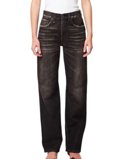 R13 ALICE STRAIGHT LEG 27 Abbey Black Faded Denim Jeans 86204 Size 27" / US 4 / IT 40 - 1 Thumbnail