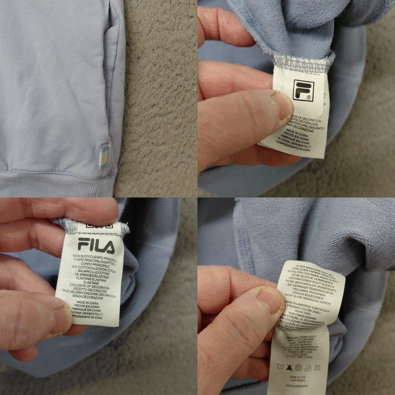 Fila FILA Sweatshirt Womens XL Light Blue French Terry Logo Crewneck Long Sleeve Size XL / US 12-14 / IT 48-50 - 9 Thumbnail