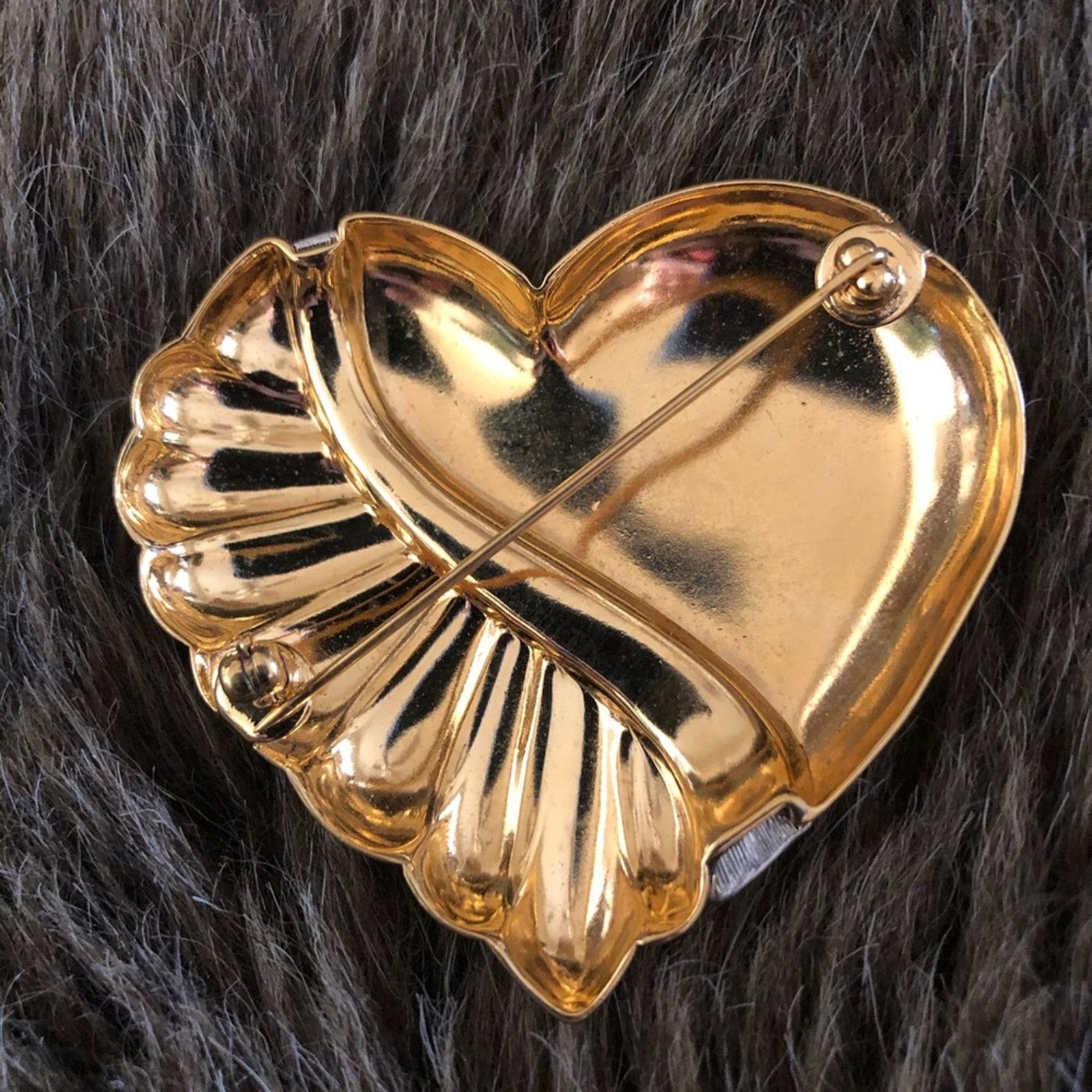 Vintage Vintage 80s gold heart marcasite statement brooch Size ONE SIZE - 2 Thumbnail