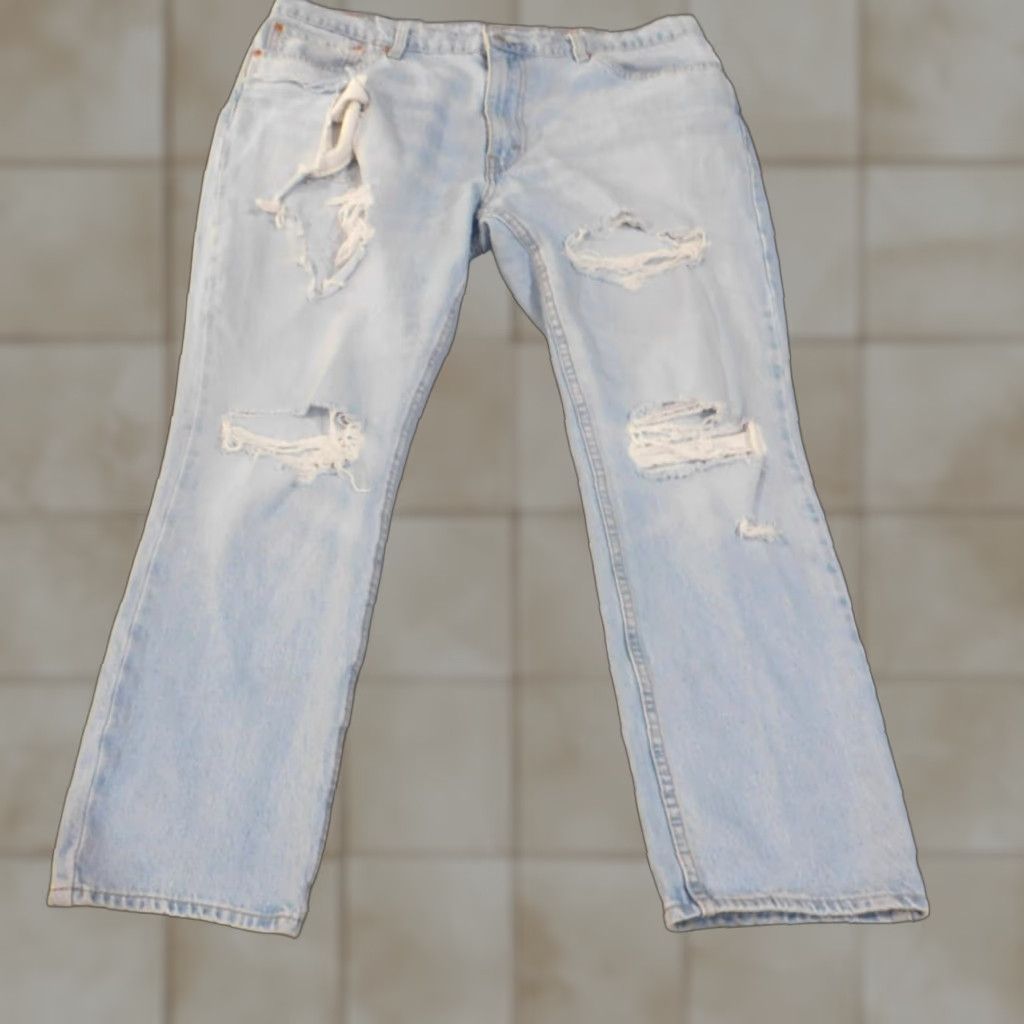 Levi's Levi's 511 Jeans Mens 38x30 Blue Light Wash Distressed Retro Classic Denim Straight 511 Model Vintage No Mens Regular 28in Inseam (Levi's 500 Series) Size US 38 / EU 54 - 1 Thumbnail