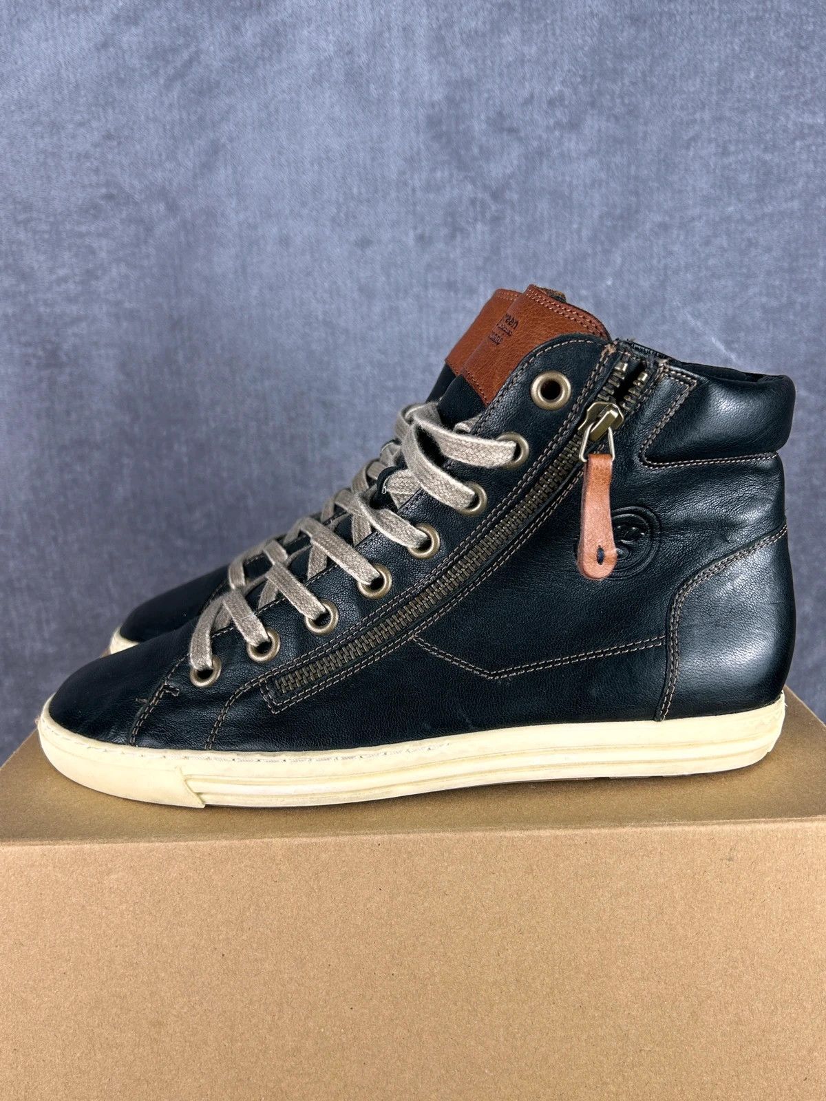 Designer Paul Green Handmade high sneakers leather mini logo Size US 7 / EU 40 - 2 Thumbnail